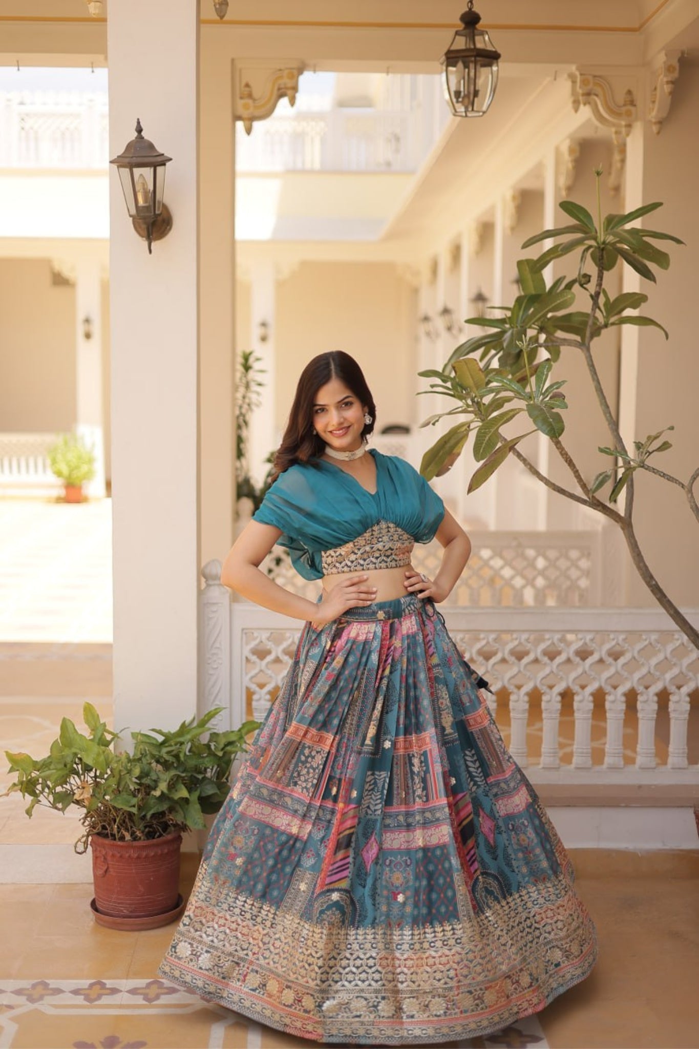 Stunning Printed With Embroidery Work Lehenga Choli