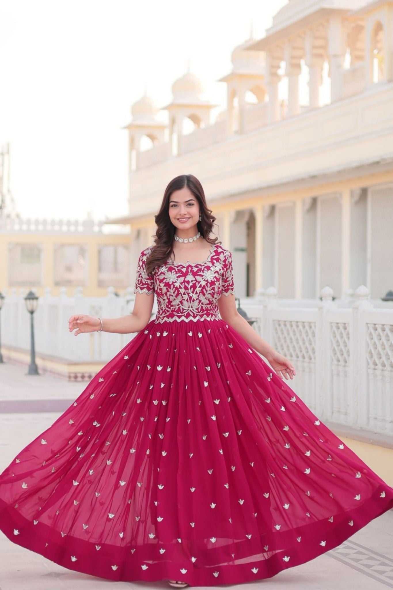 Stunning  Sequins Embroidered Gown With Sequins Work