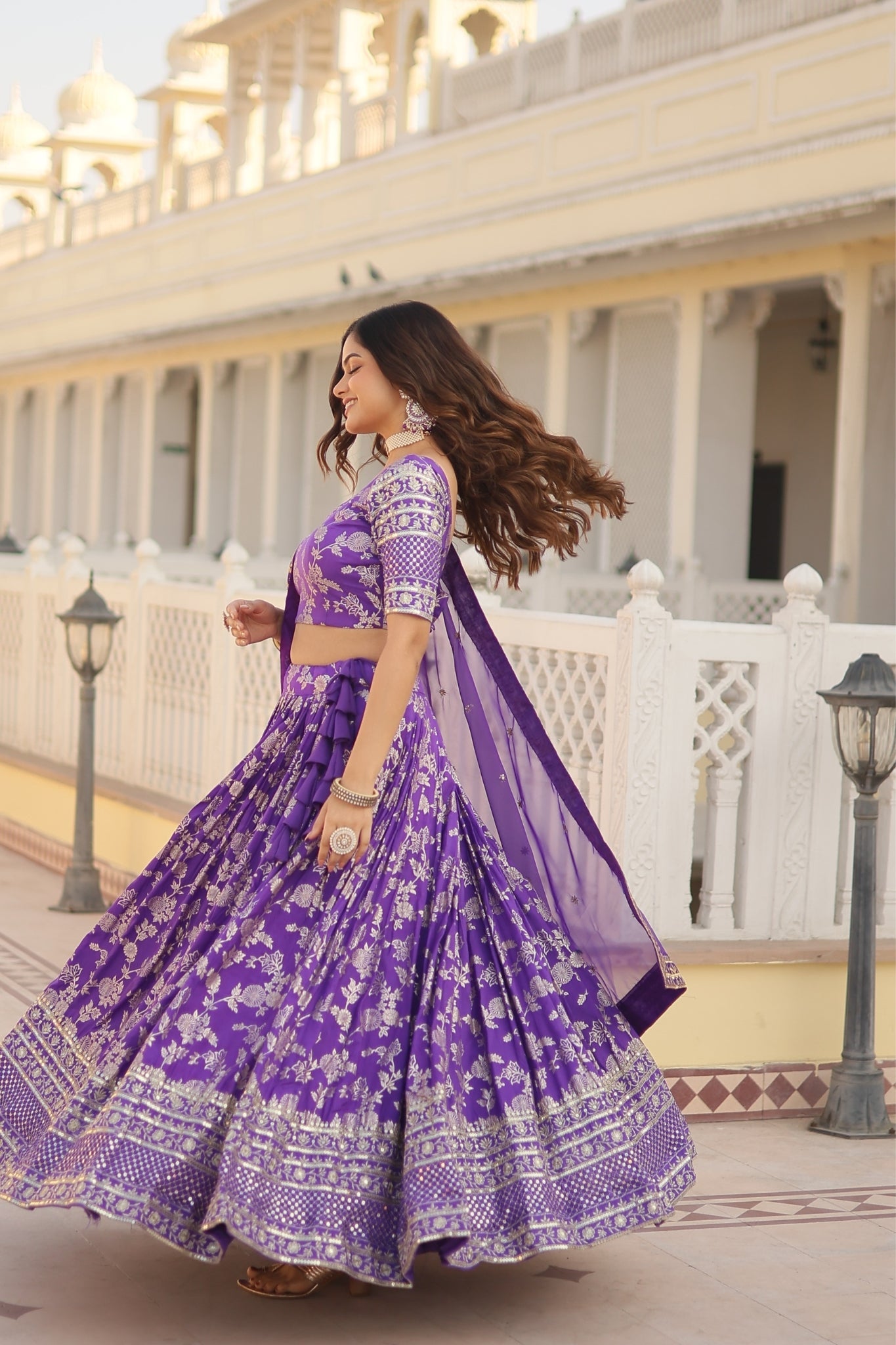 Elevate Stylish With Designer Jacquard Lehenga Choli