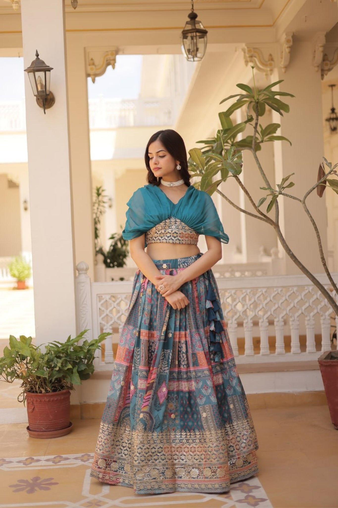 Stunning Printed With Embroidery Work Lehenga Choli