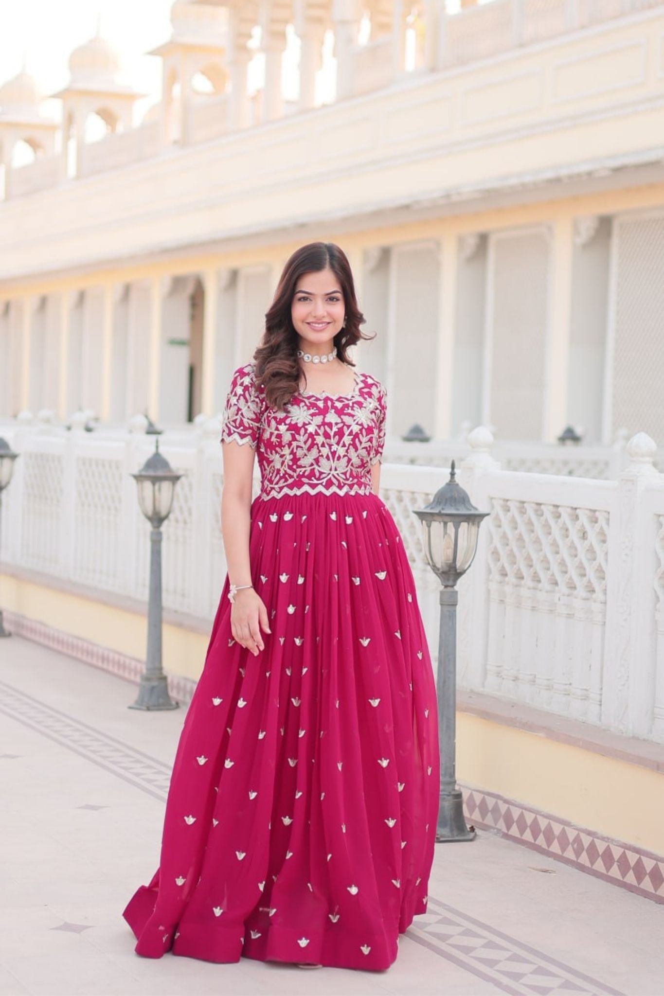 Stunning  Sequins Embroidered Gown With Sequins Work