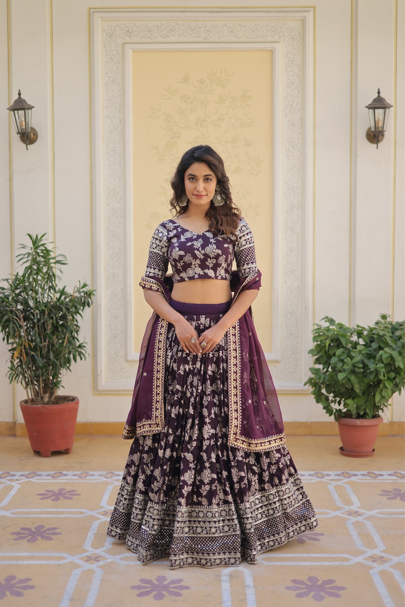 Elevate Stylish With Designer Jacquard Lehenga Choli