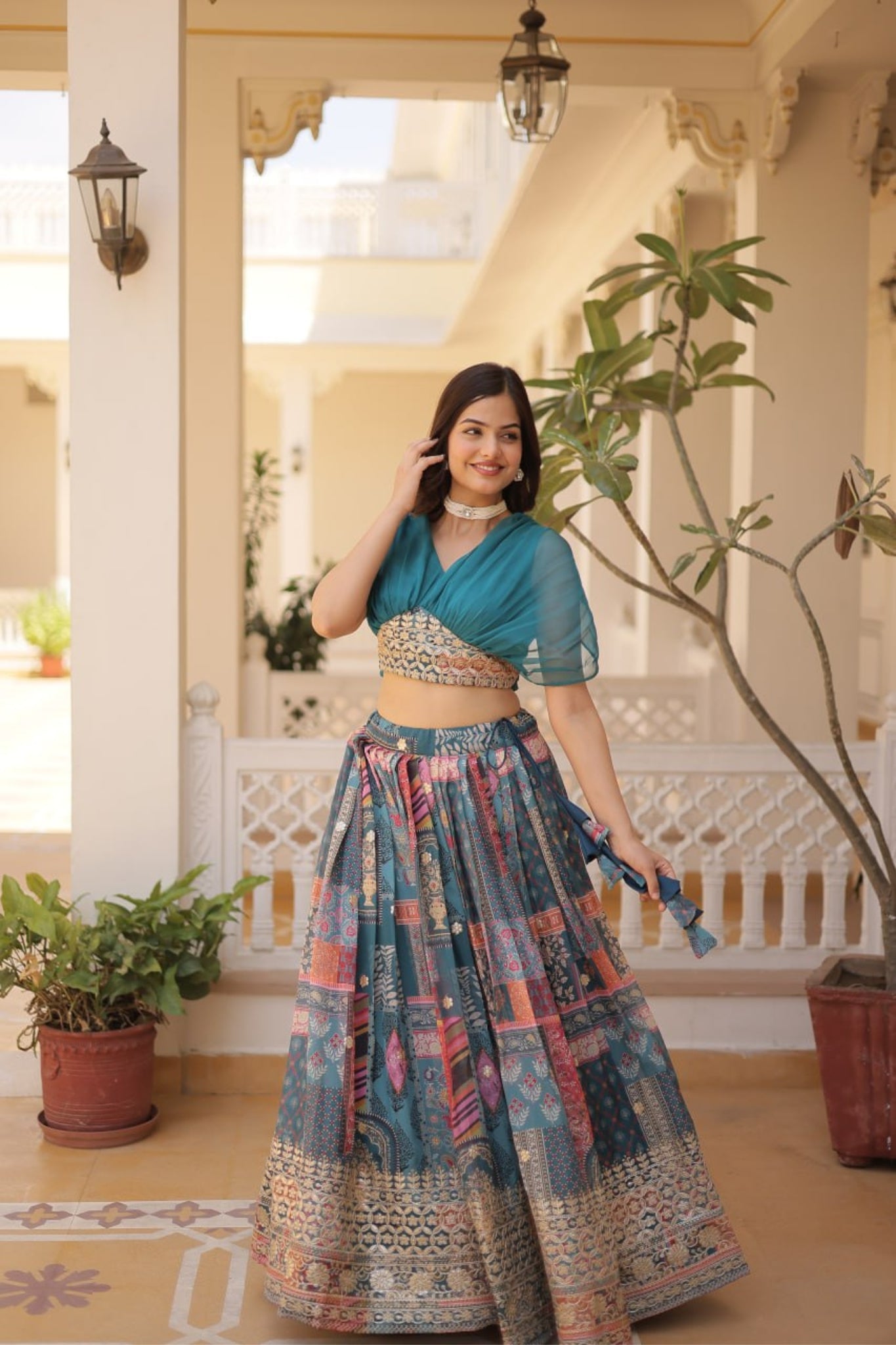 Stunning Printed With Embroidery Work Lehenga Choli