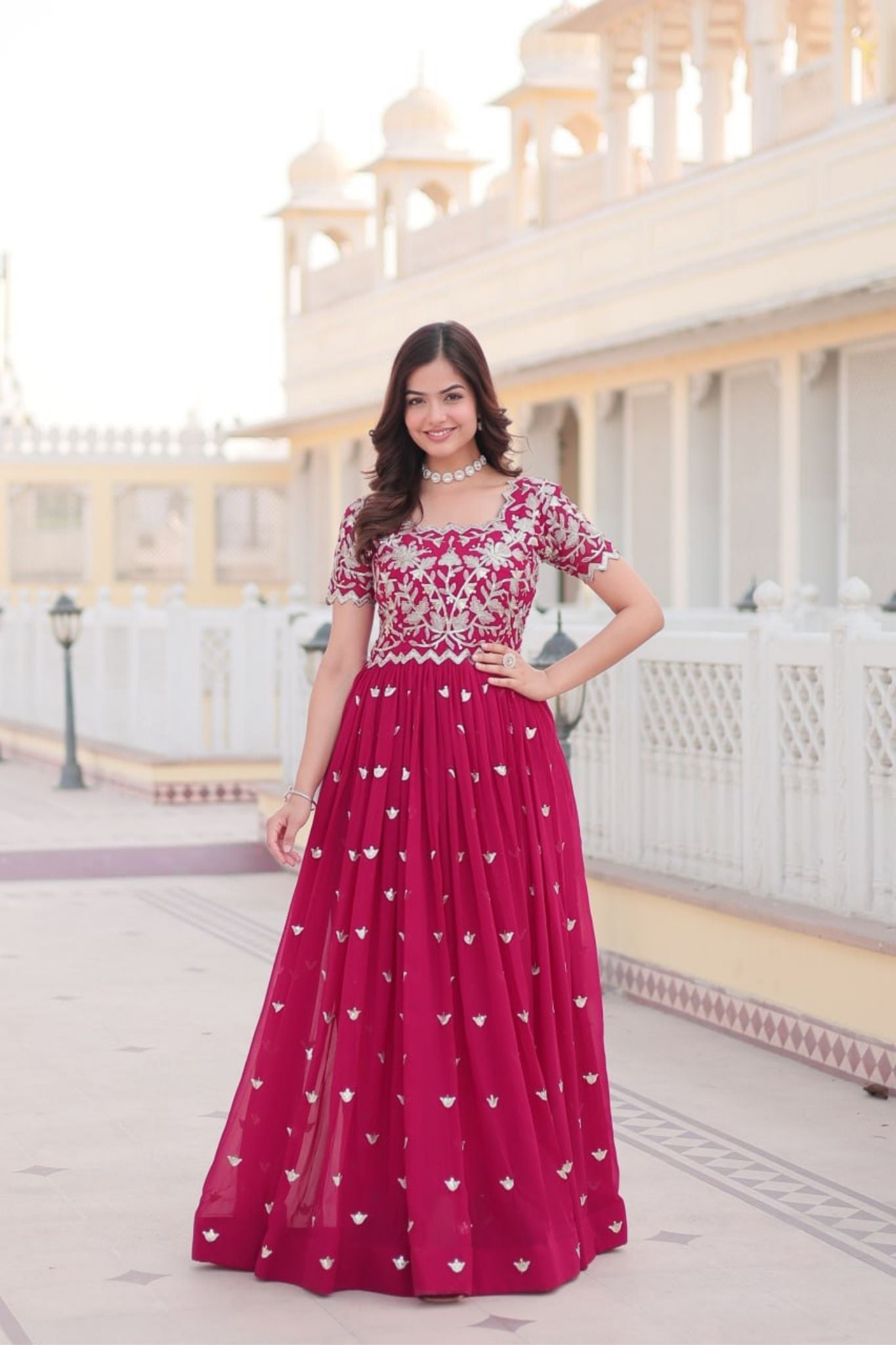 Stunning  Sequins Embroidered Gown With Sequins Work