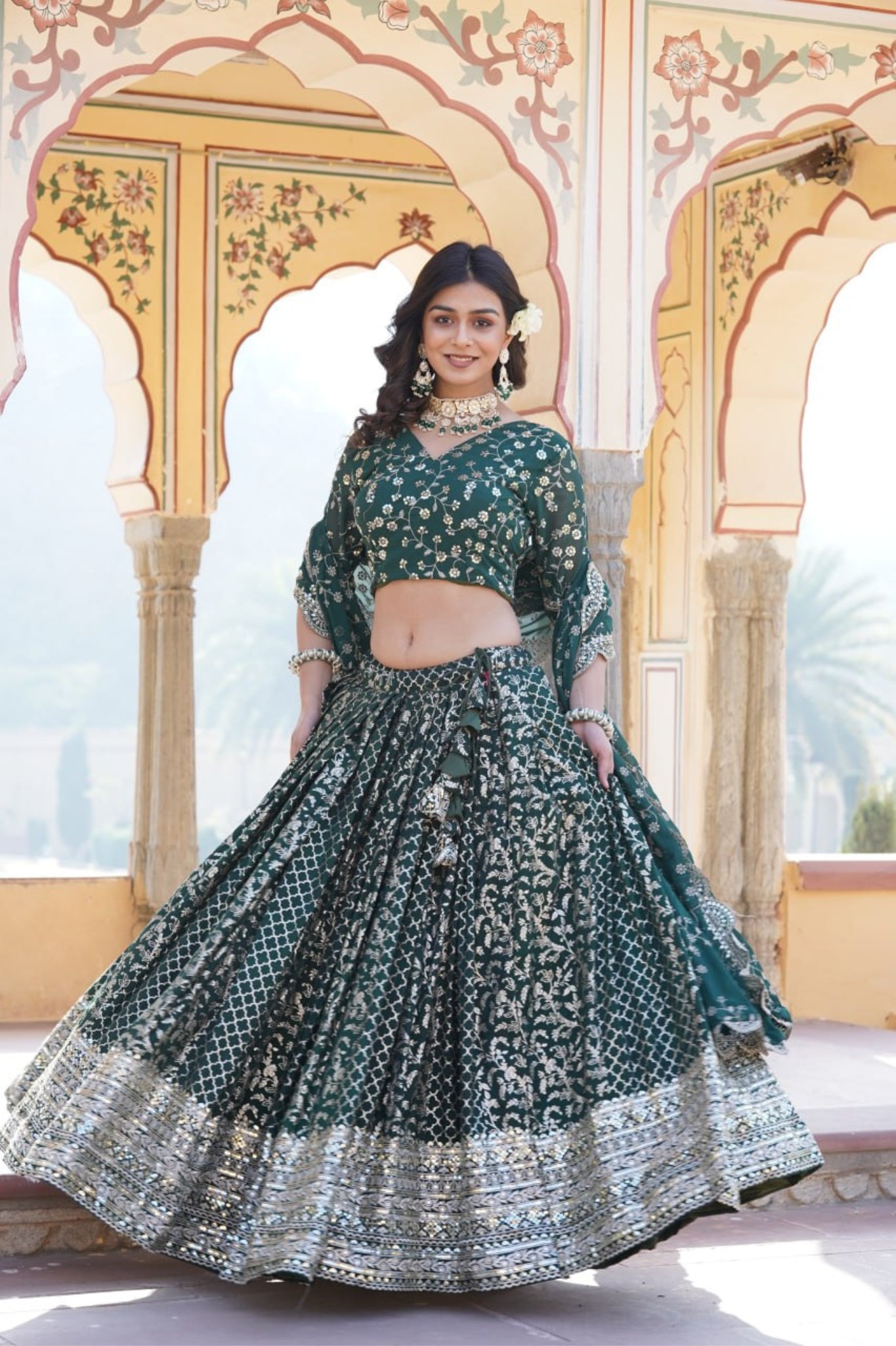 Stylish Designer Viscose Jacquard Work Lehenga Choli