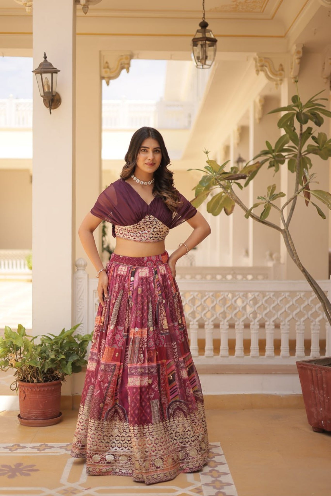 Stunning Printed With Embroidery Work Lehenga Choli