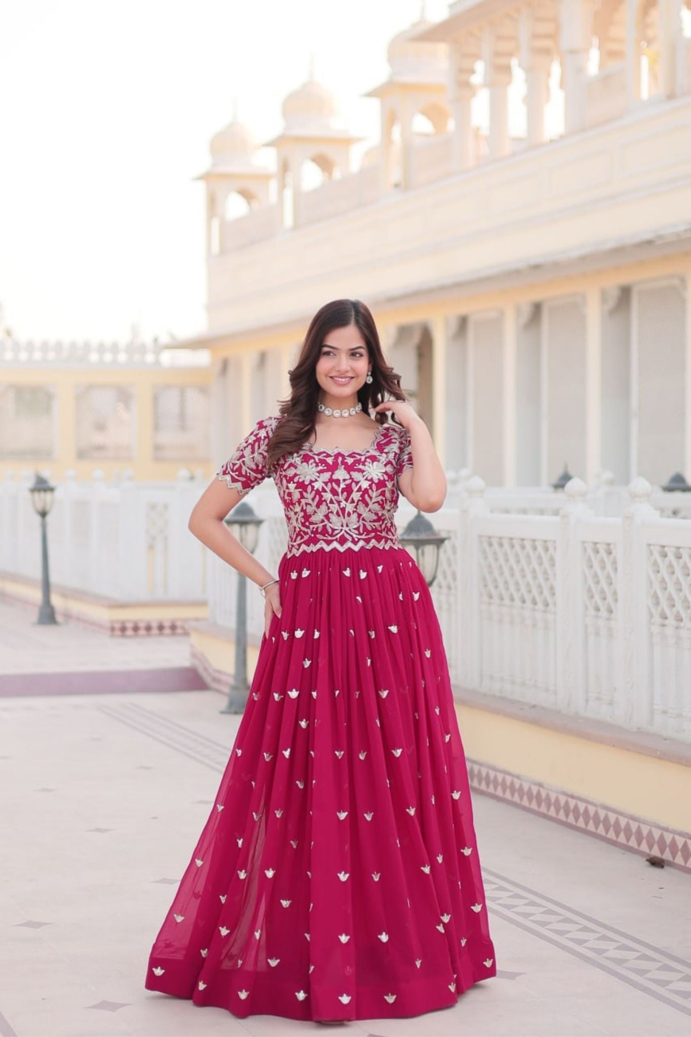 Stunning  Sequins Embroidered Gown With Sequins Work