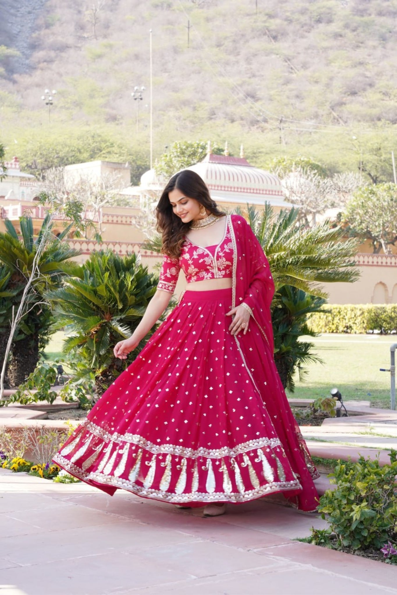 Embroidered Georgette  Sequins Work Traditional Lehenga Choli