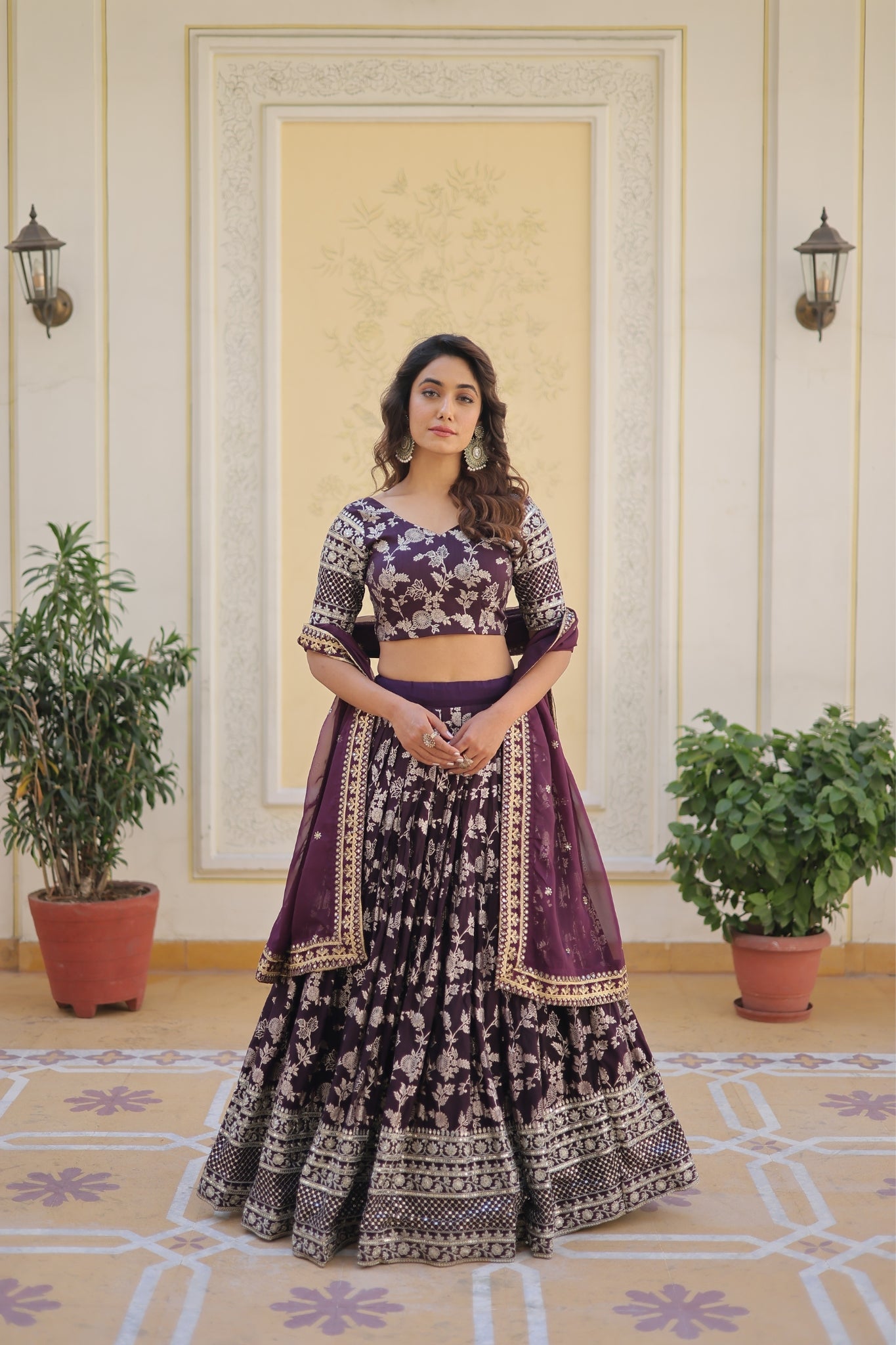 Elevate Stylish With Designer Jacquard Lehenga Choli