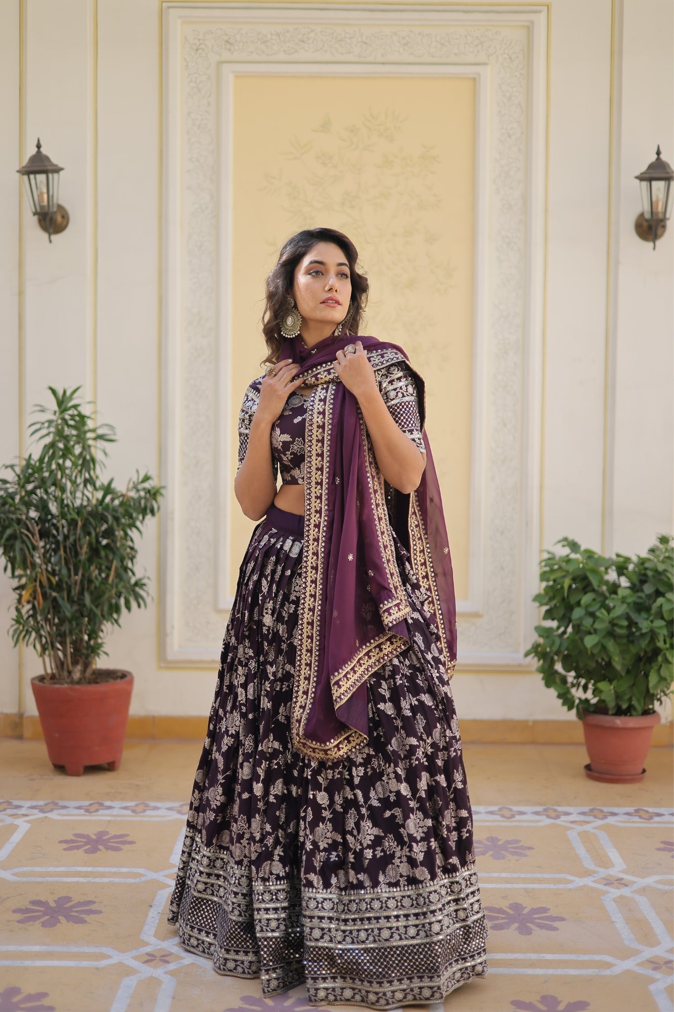 Elevate Stylish With Designer Jacquard Lehenga Choli