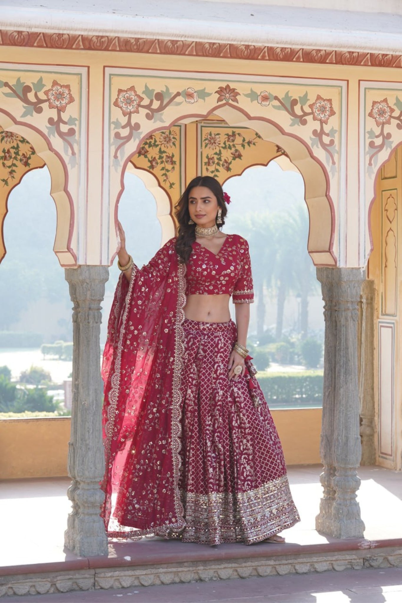 Stylish Designer Viscose Jacquard Work Lehenga Choli