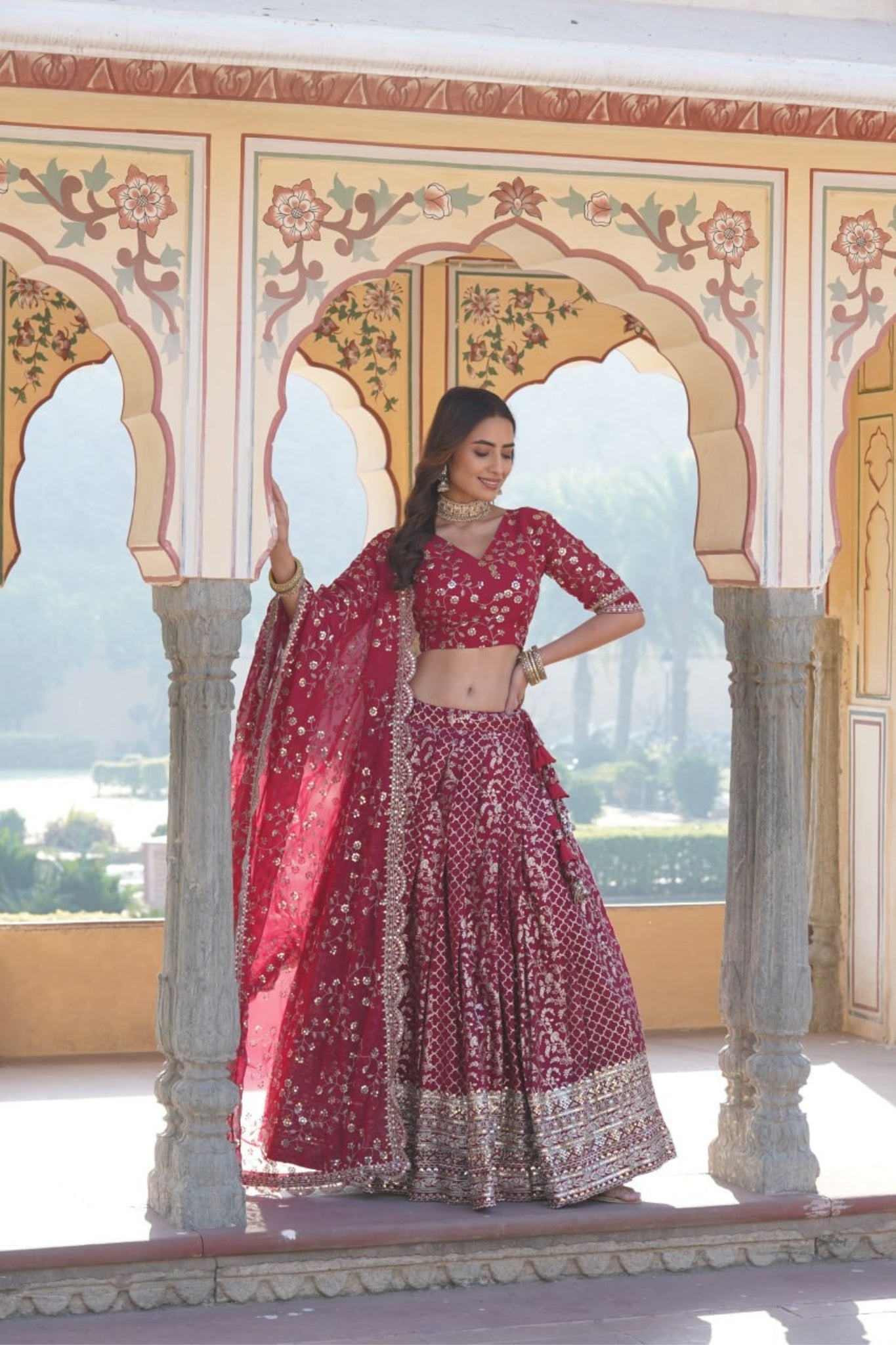 Stylish Designer Viscose Jacquard Work Lehenga Choli