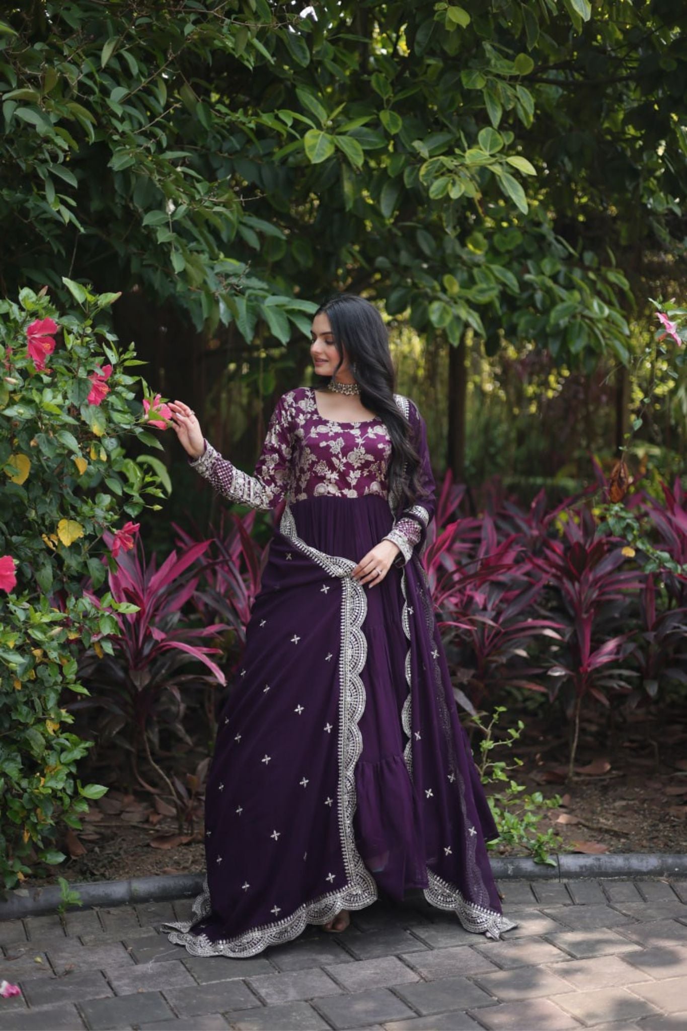 Traditional Elegance Anarkali Gown And Dupatta Set