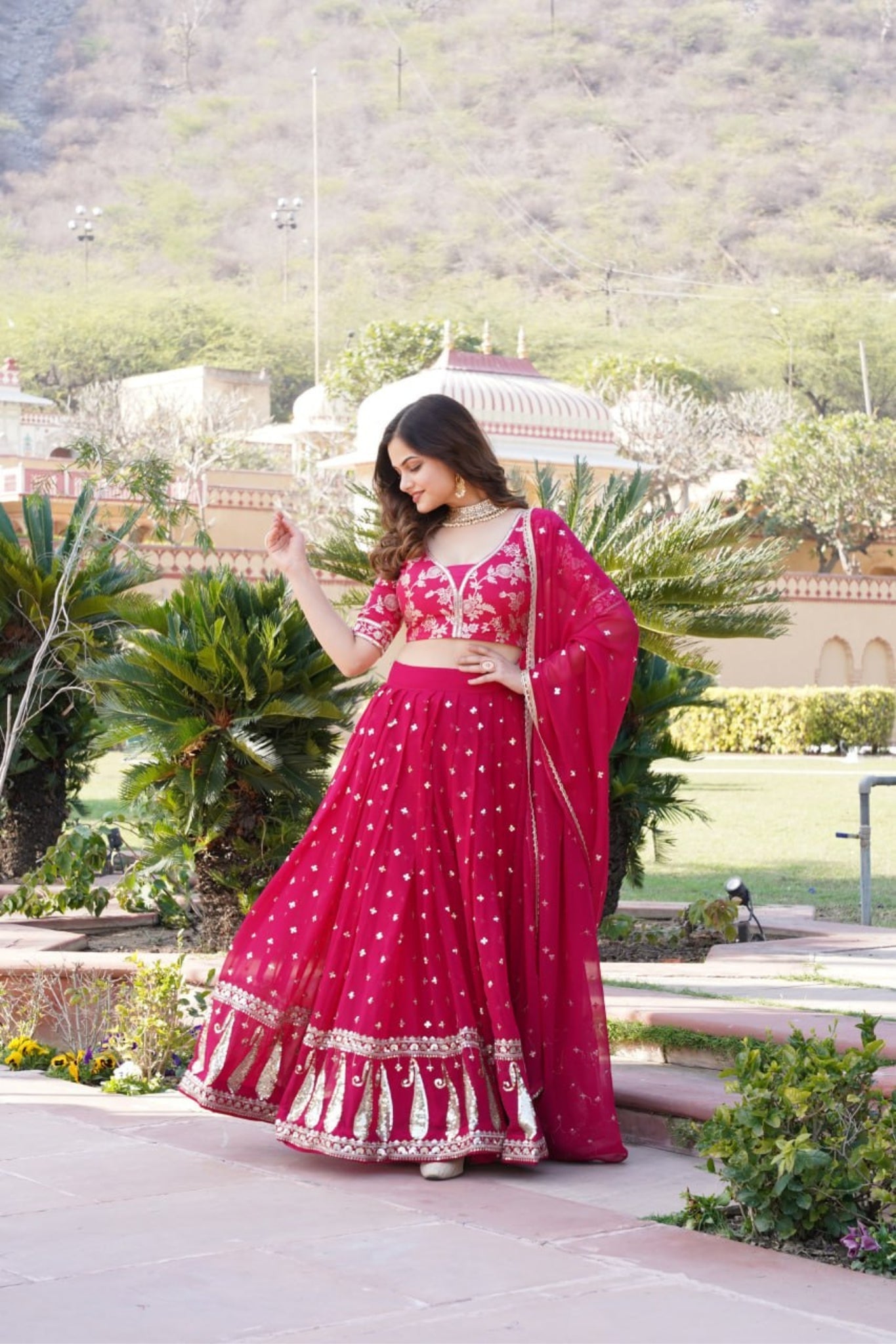 Embroidered Georgette  Sequins Work Traditional Lehenga Choli