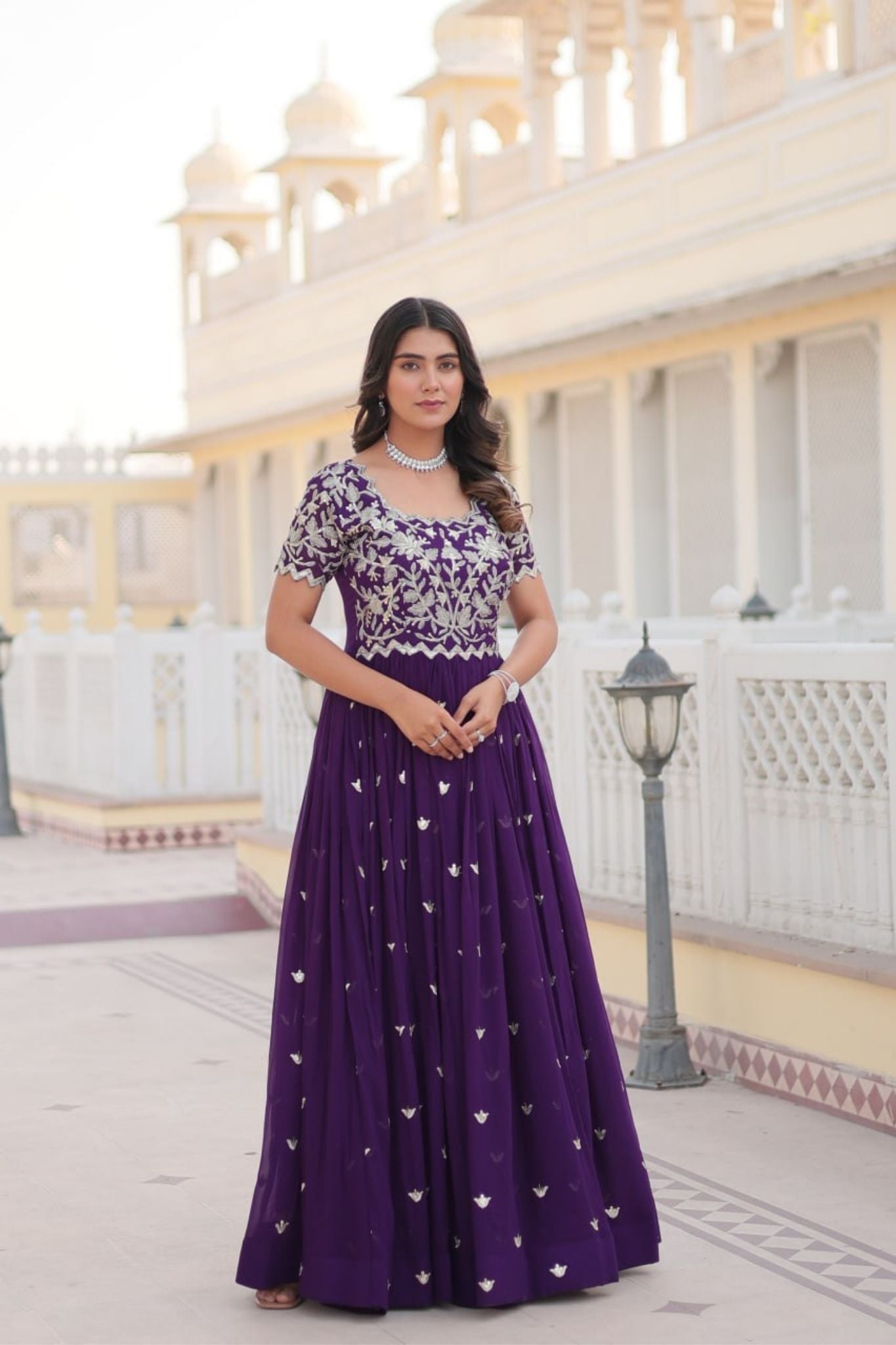 Stunning  Sequins Embroidered Gown With Sequins Work