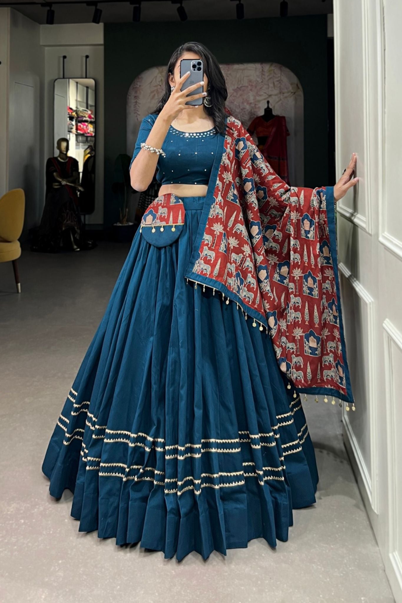 Navratri Special Plain Charm Cotton Lehenga Choli