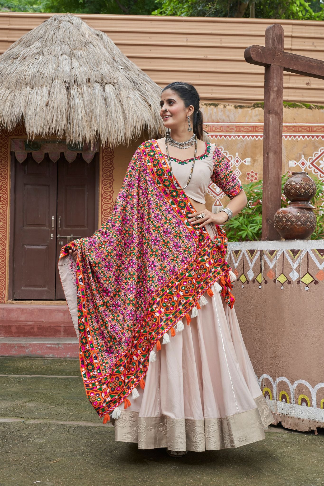 Beige Viscose Rayon Beautiful Lehenga Choli