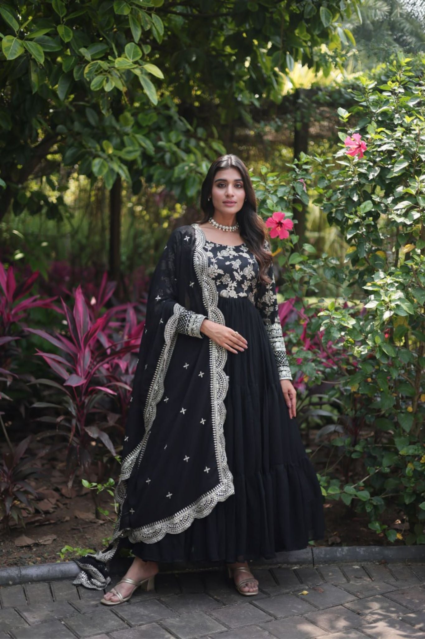 Traditional Elegance Anarkali Gown And Dupatta Set