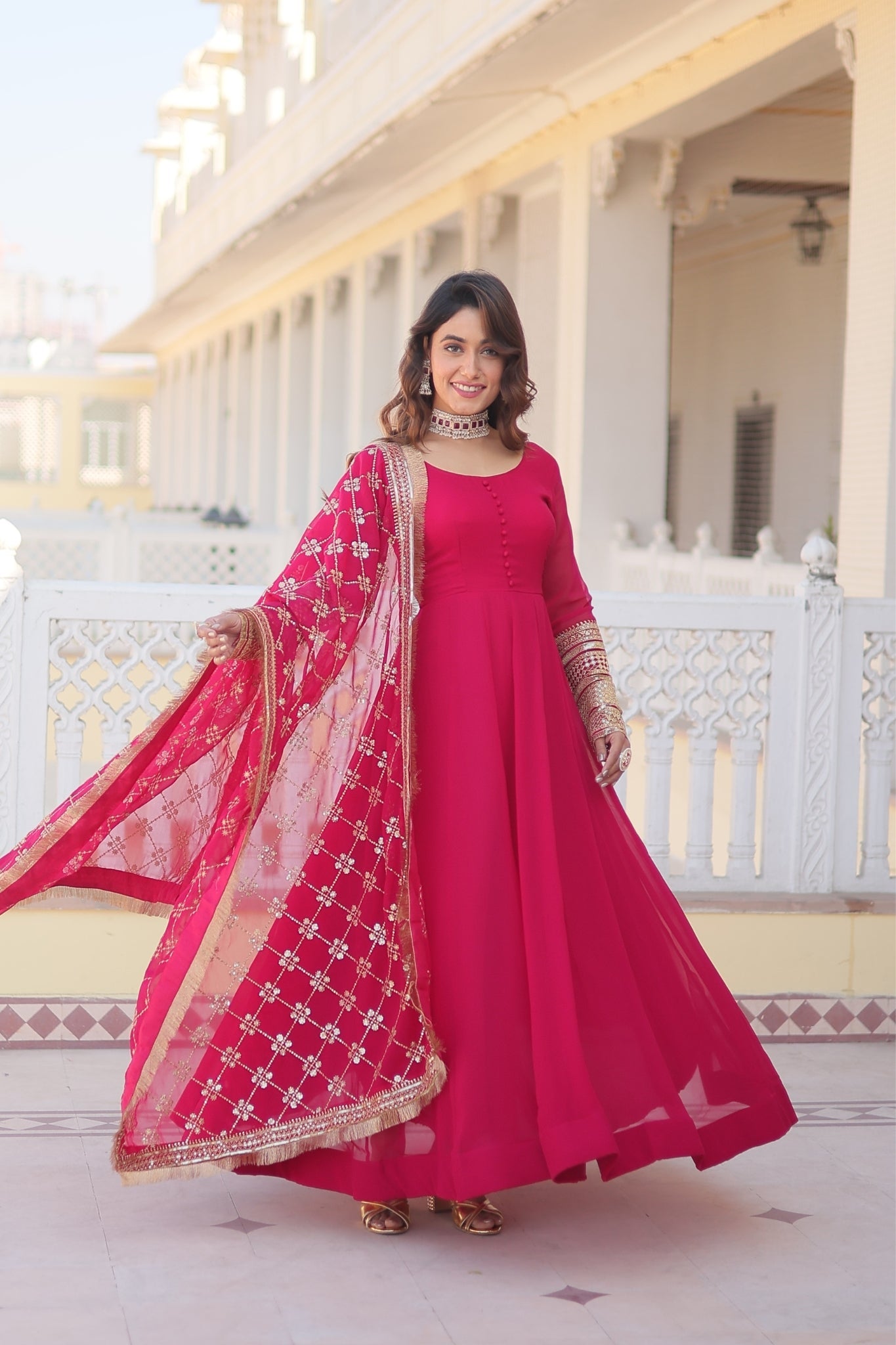 The Perfect Attractive Gown with Dupatta Set