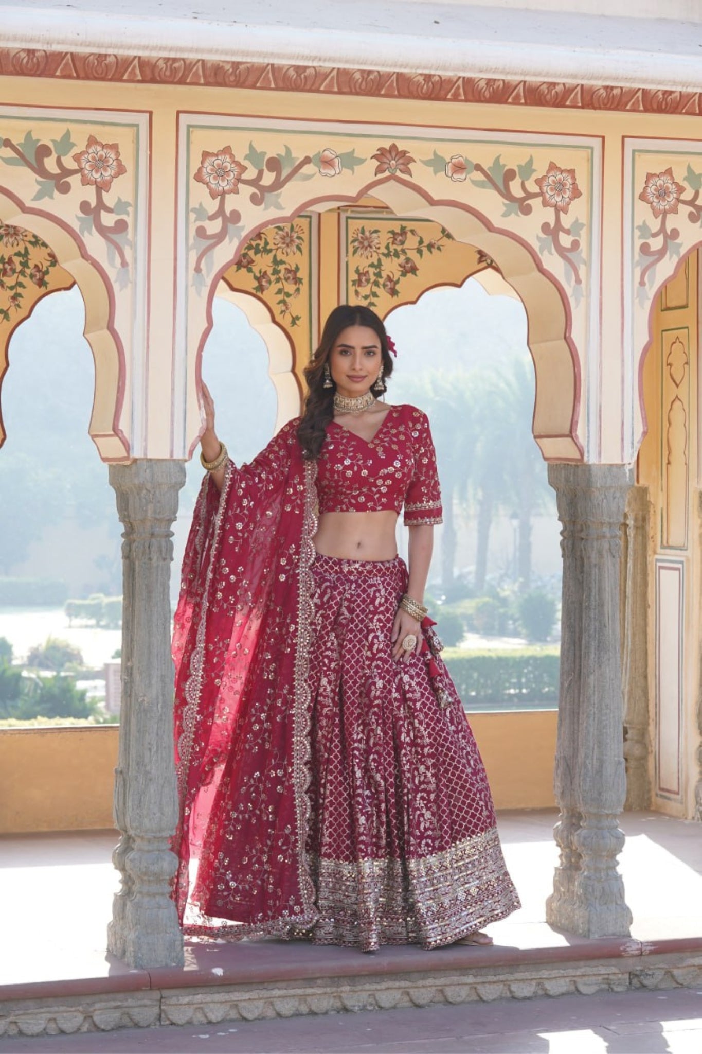 Stylish Designer Viscose Jacquard Work Lehenga Choli