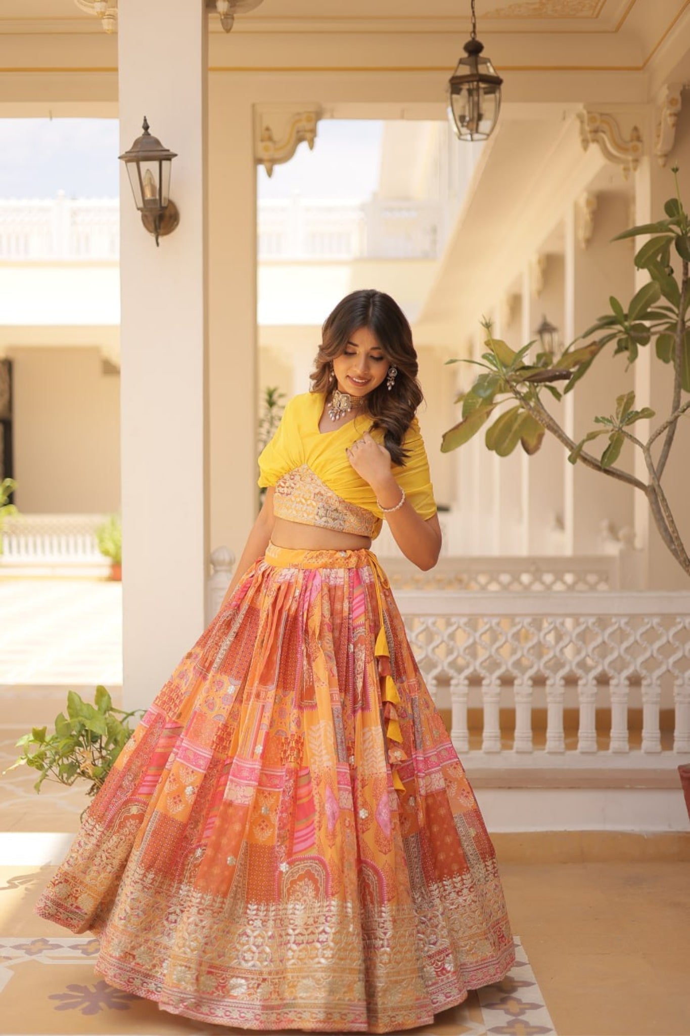 Stunning Printed With Embroidery Work Lehenga Choli