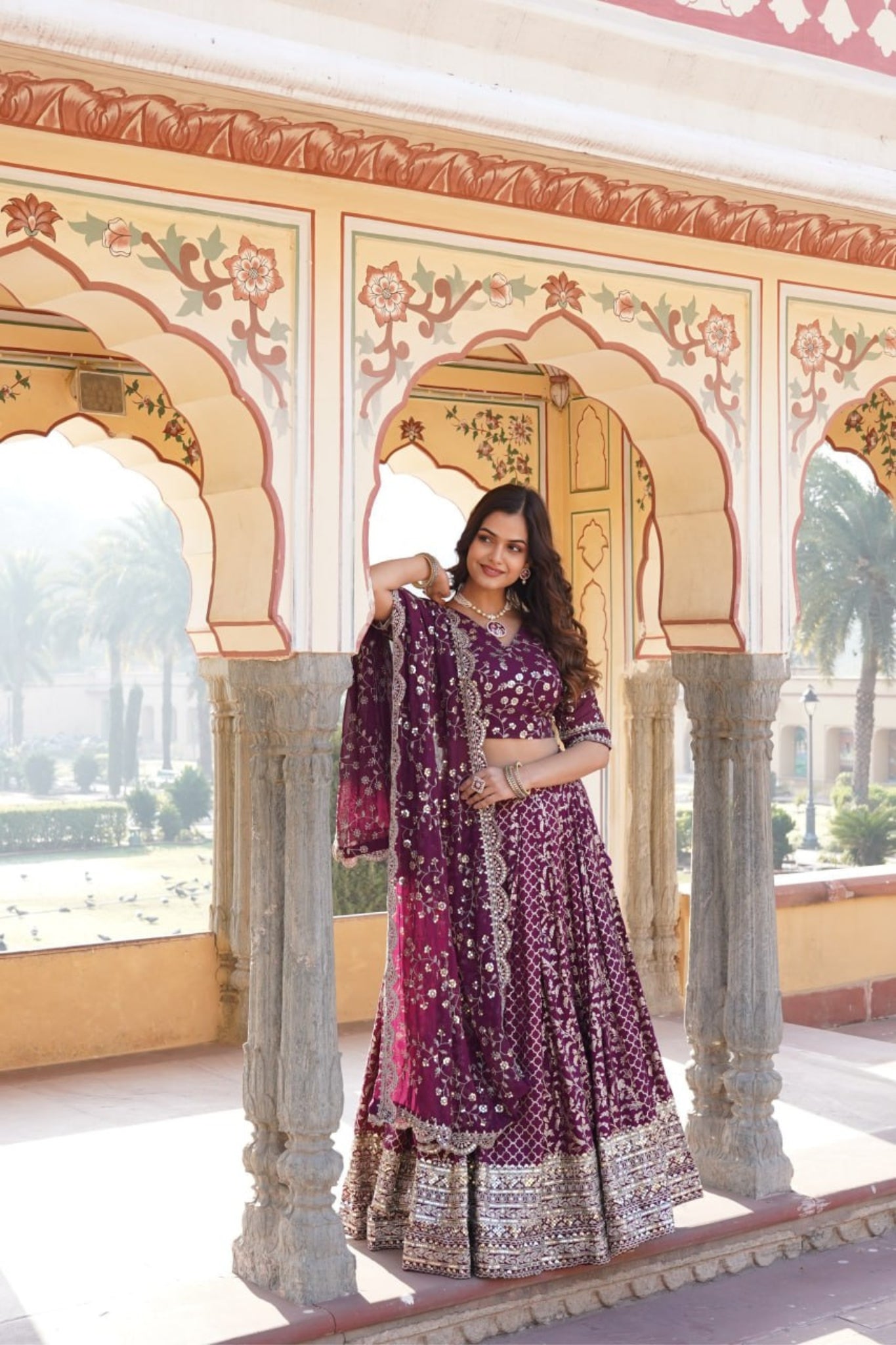 Stylish Designer Viscose Jacquard Work Lehenga Choli