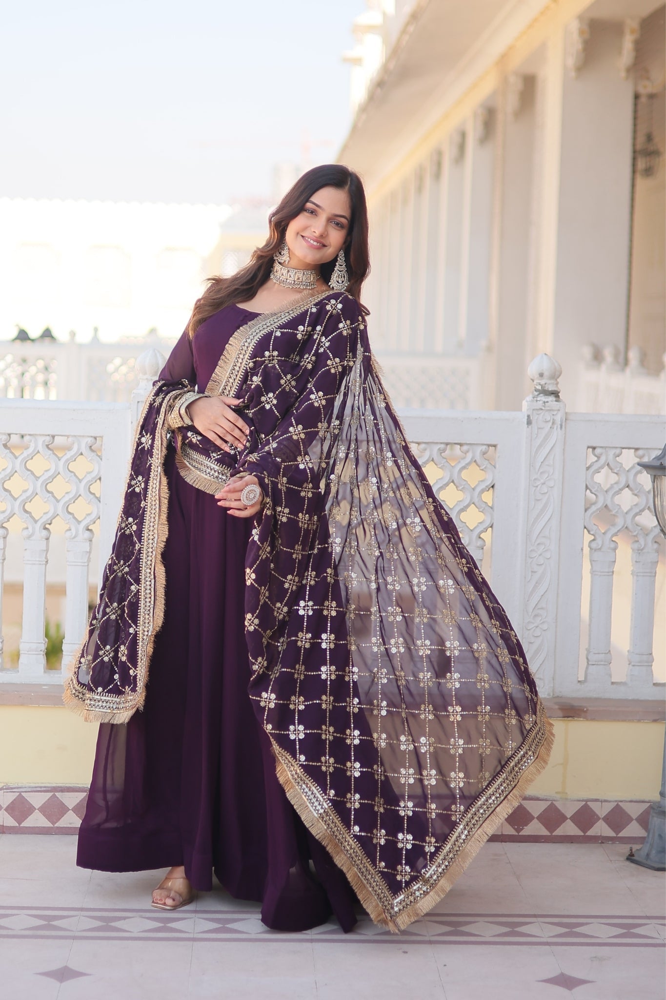 The Perfect Attractive Gown with Dupatta Set