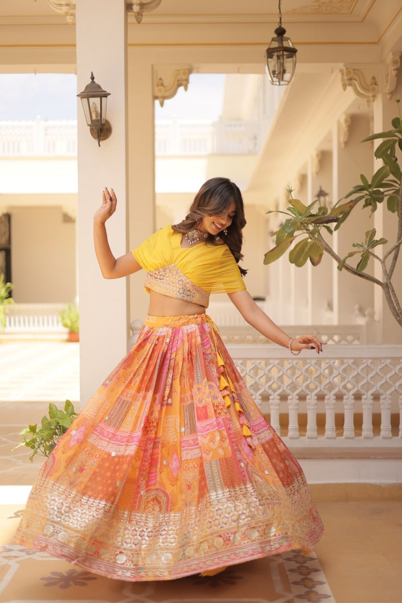 Stunning Printed With Embroidery Work Lehenga Choli