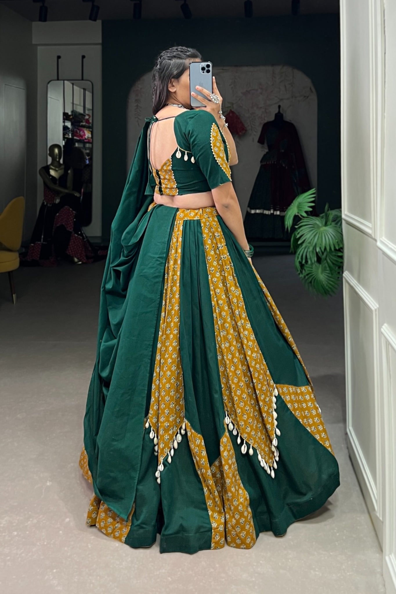 Mustard & Green Pure Cotton Chaniya Choli