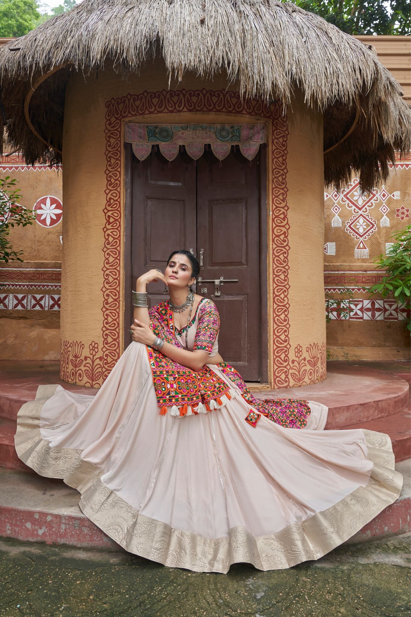 Beige Viscose Rayon Beautiful Lehenga Choli