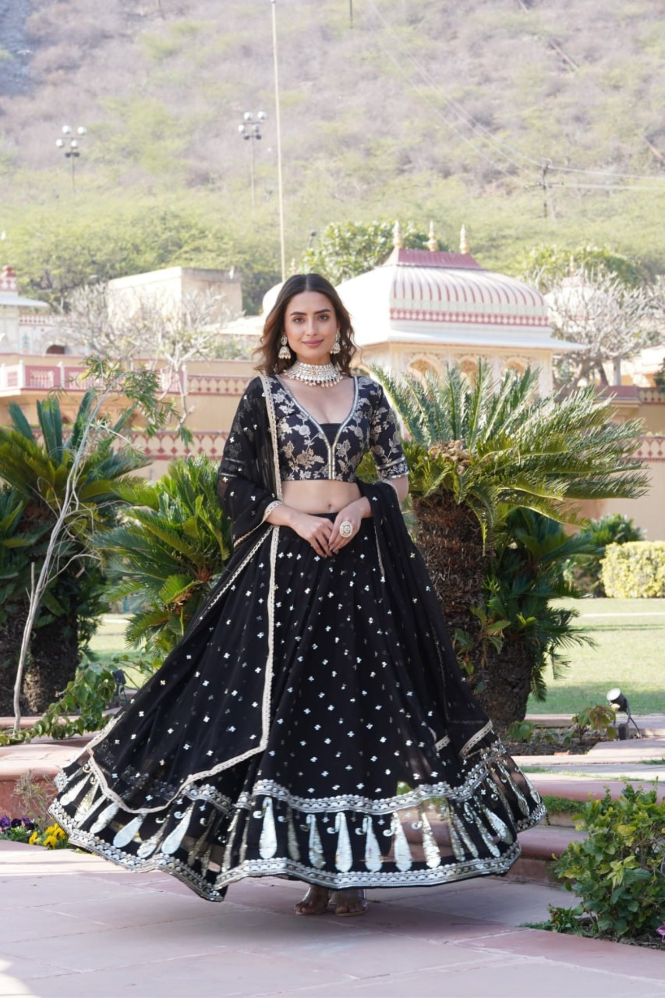 Embroidered Georgette  Sequins Work Traditional Lehenga Choli