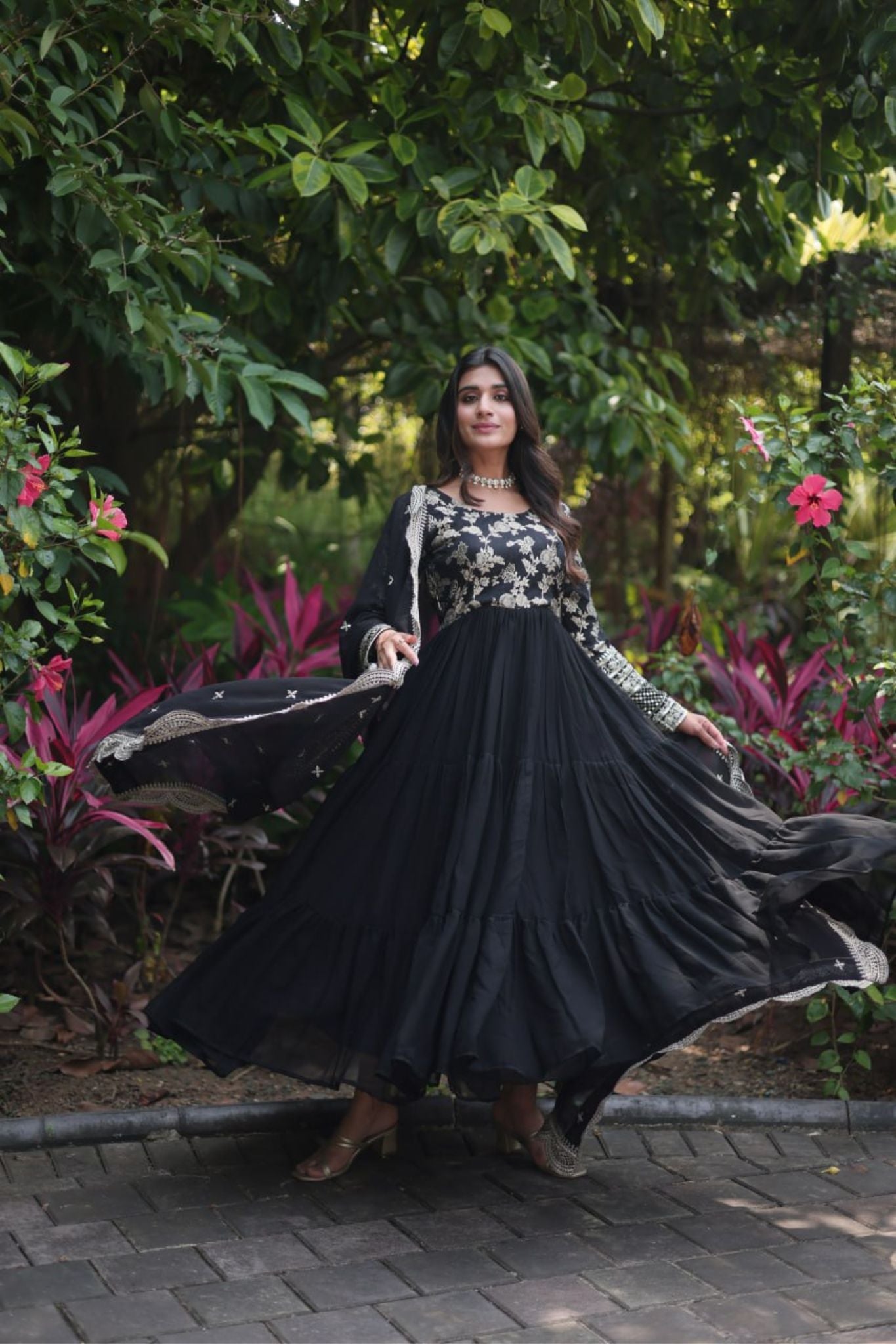 Traditional Elegance Anarkali Gown And Dupatta Set