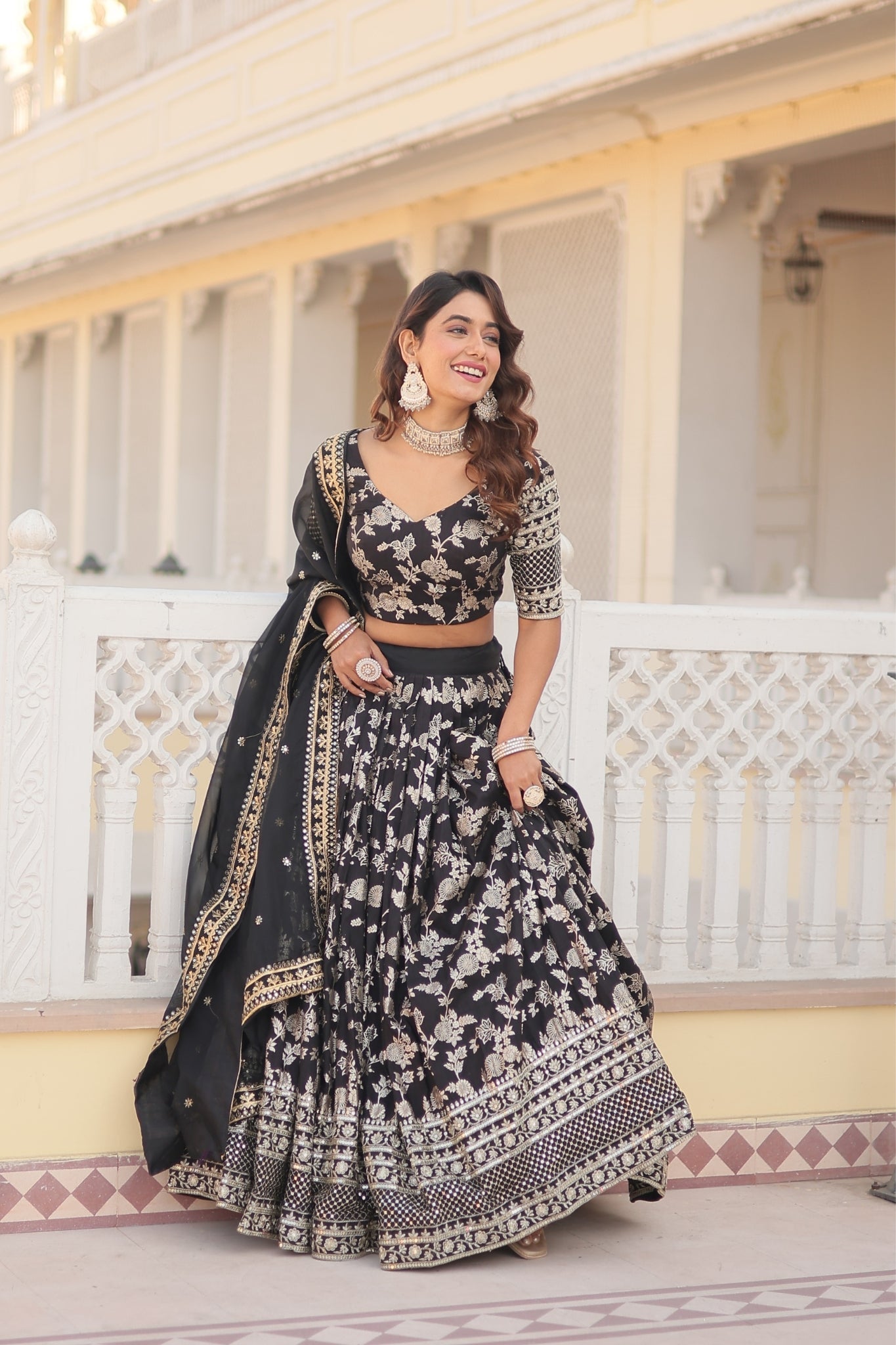 Elevate Stylish With Designer Jacquard Lehenga Choli