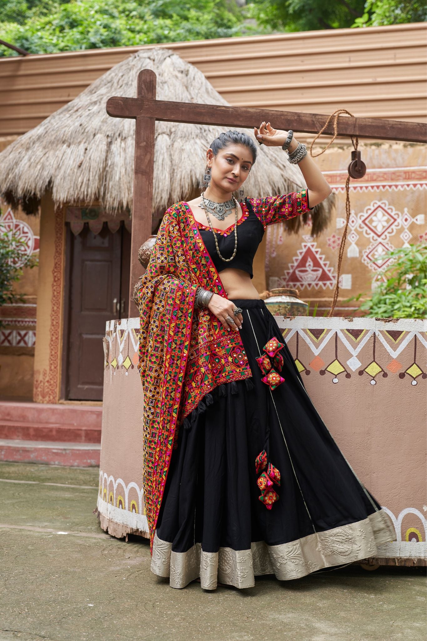 Black Viscose Rayon Plain Lehenga Choli With Designer Dupatta