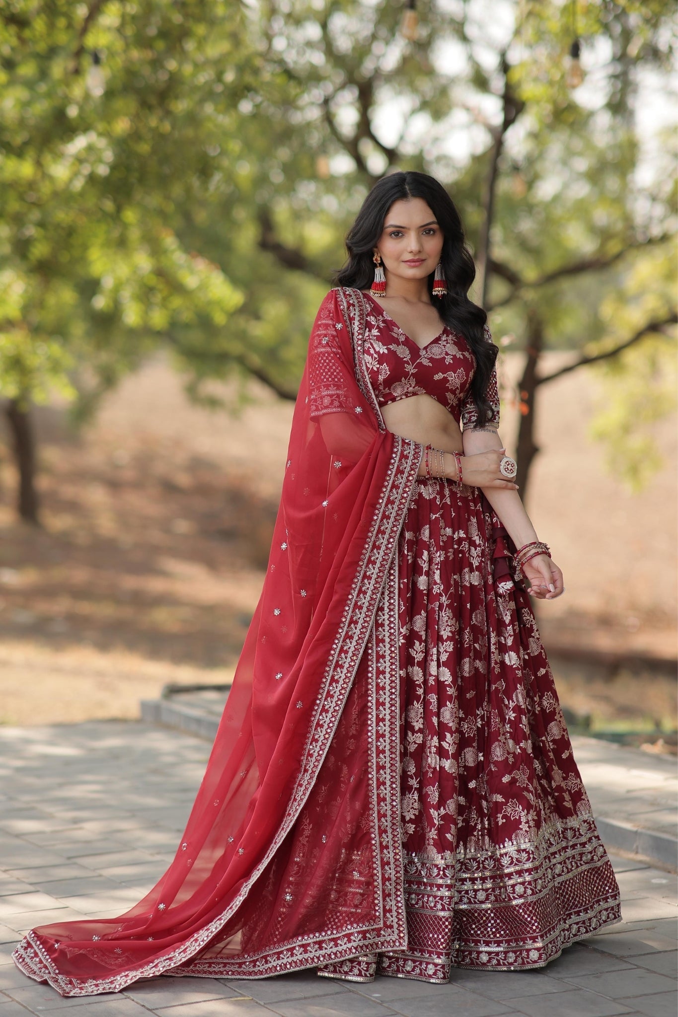 Elevate Stylish With Designer Jacquard Lehenga Choli