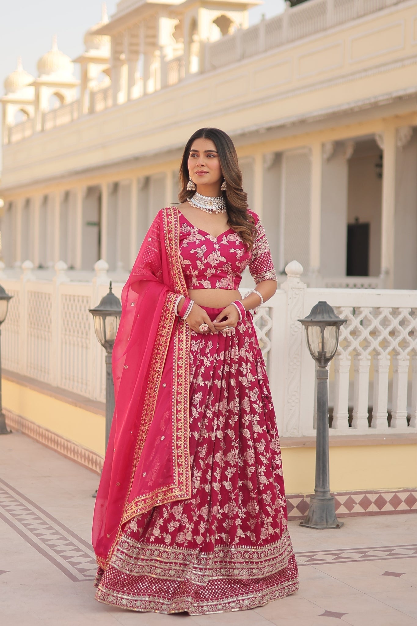 Elevate Stylish With Designer Jacquard Lehenga Choli