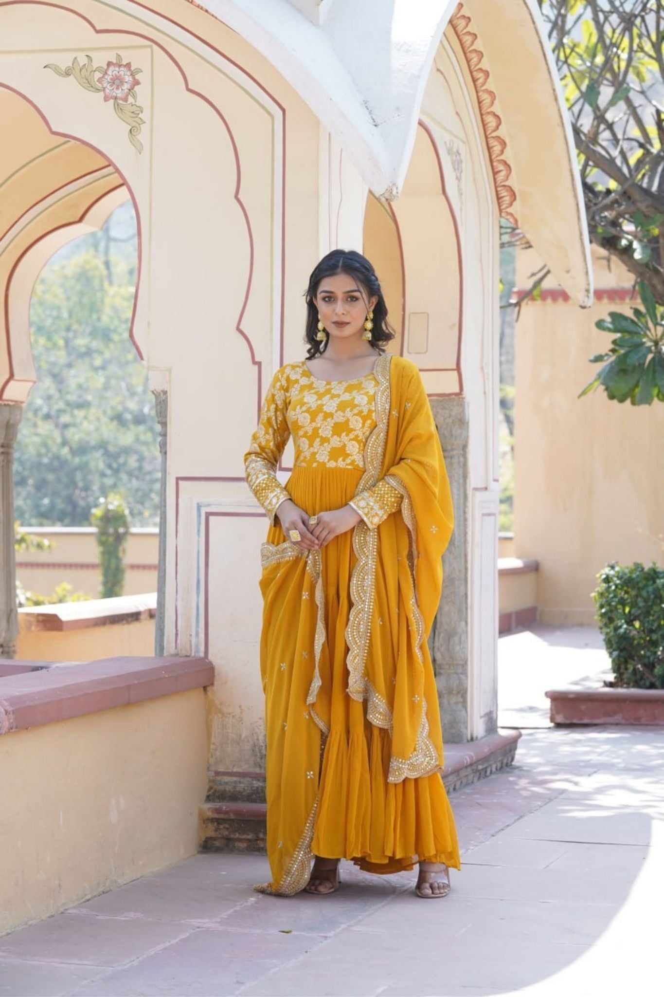 Traditional Elegance Anarkali Gown And Dupatta Set