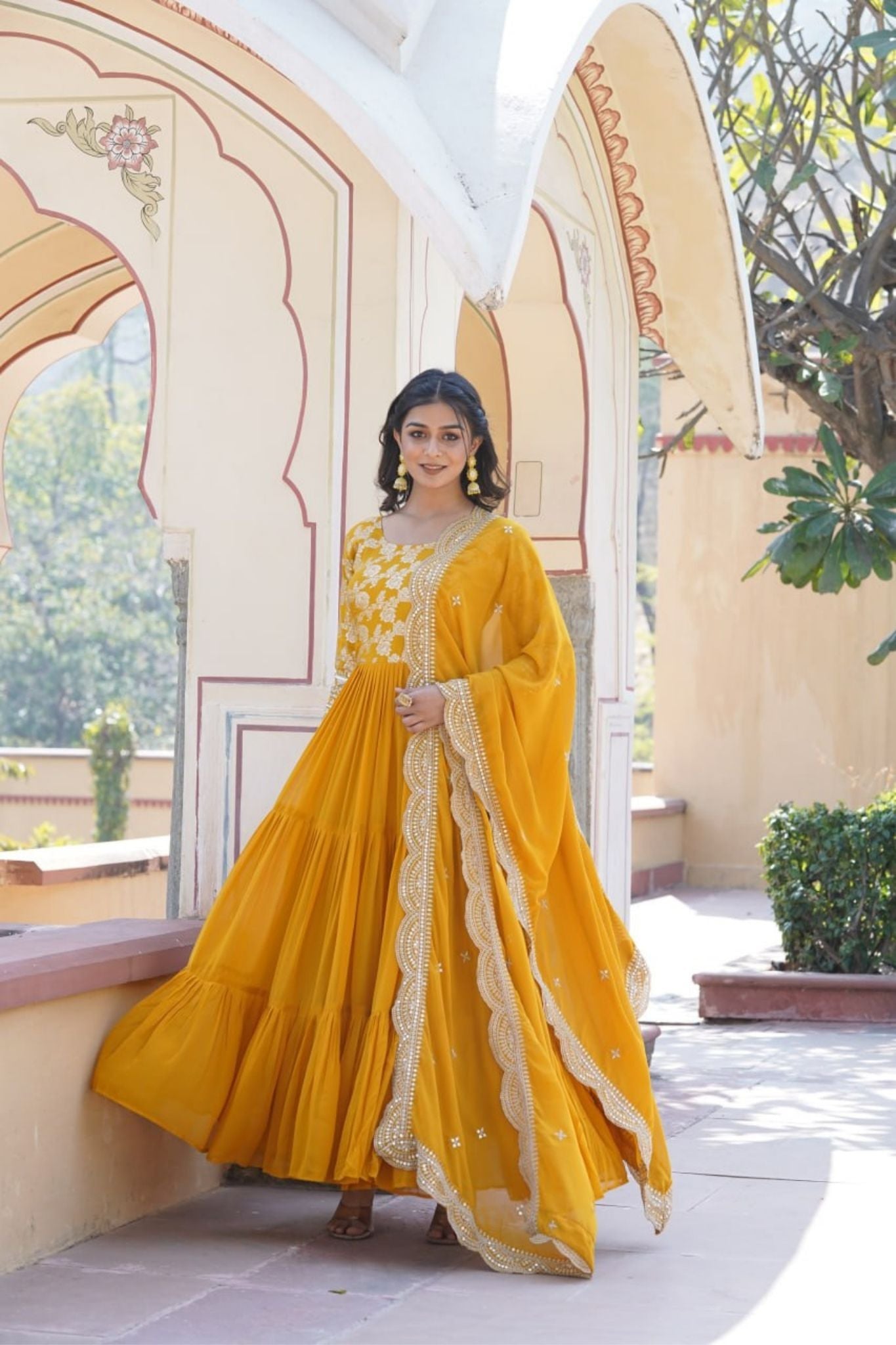 Traditional Elegance Anarkali Gown And Dupatta Set