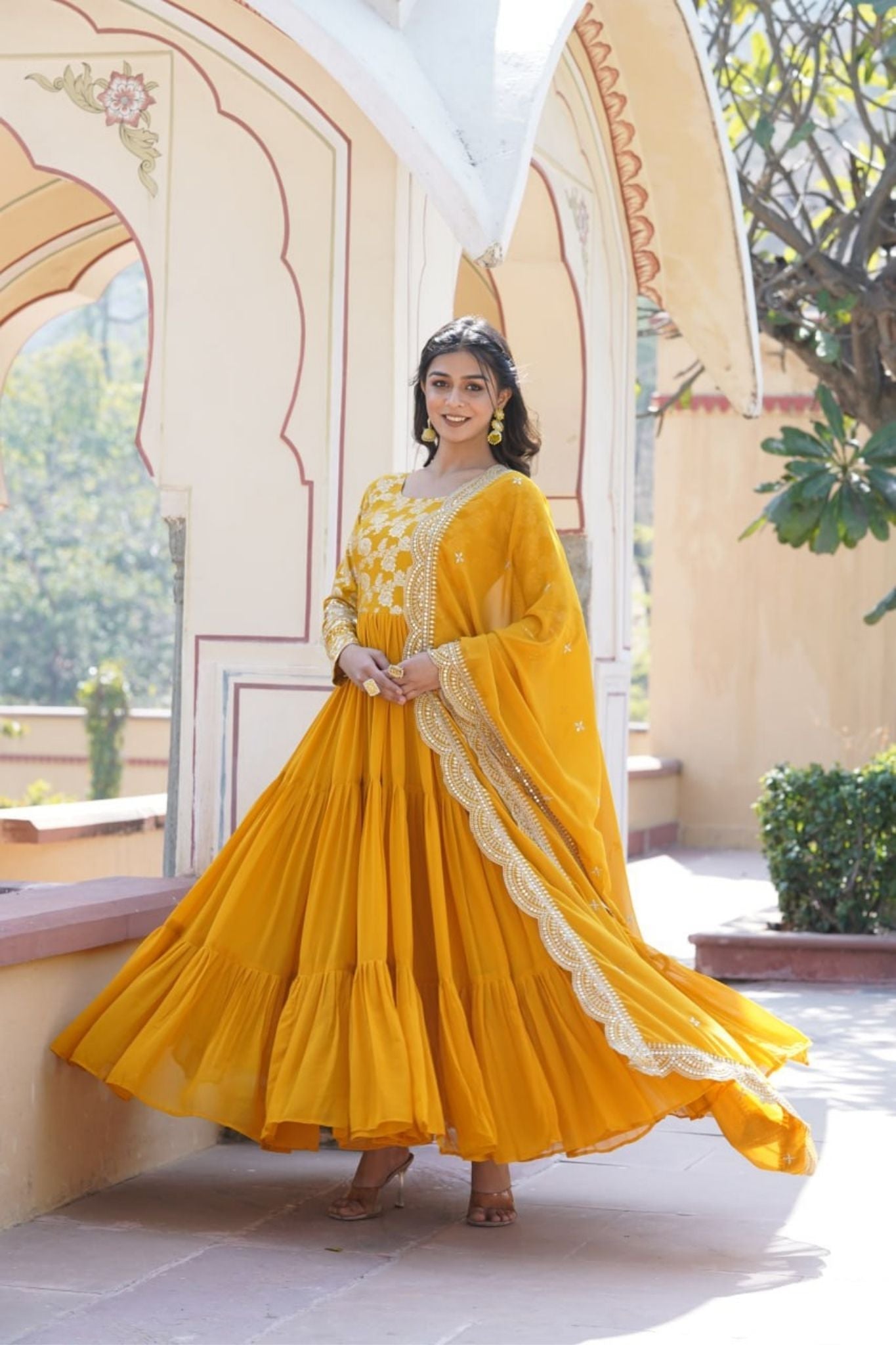 Traditional Elegance Anarkali Gown And Dupatta Set