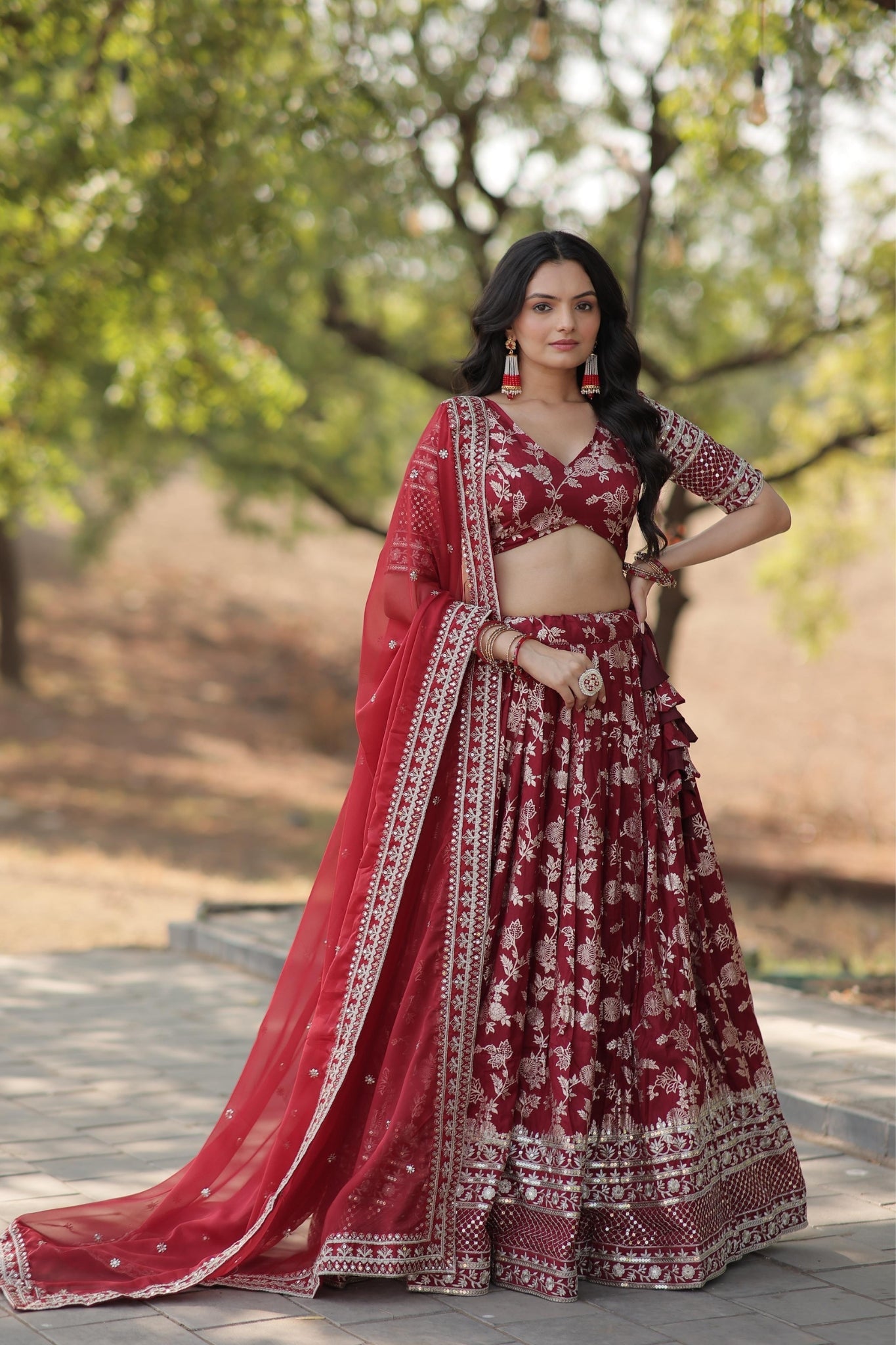 Elevate Stylish With Designer Jacquard Lehenga Choli