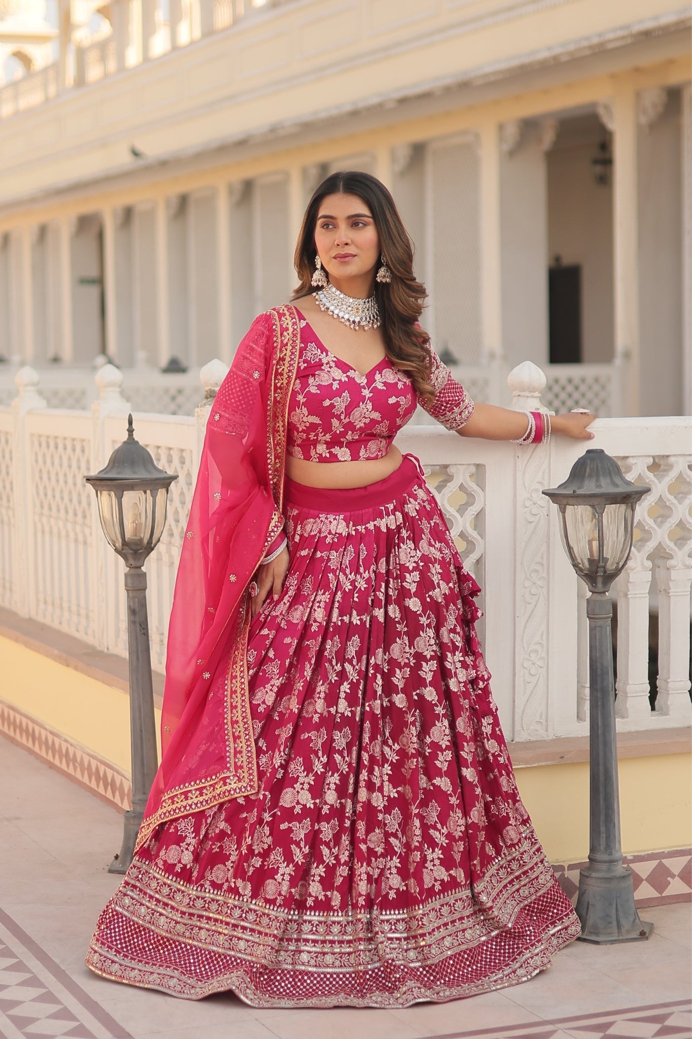 Elevate Stylish With Designer Jacquard Lehenga Choli