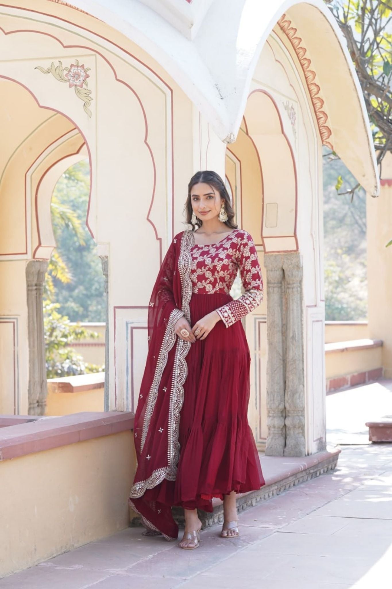 Traditional Elegance Anarkali Gown And Dupatta Set