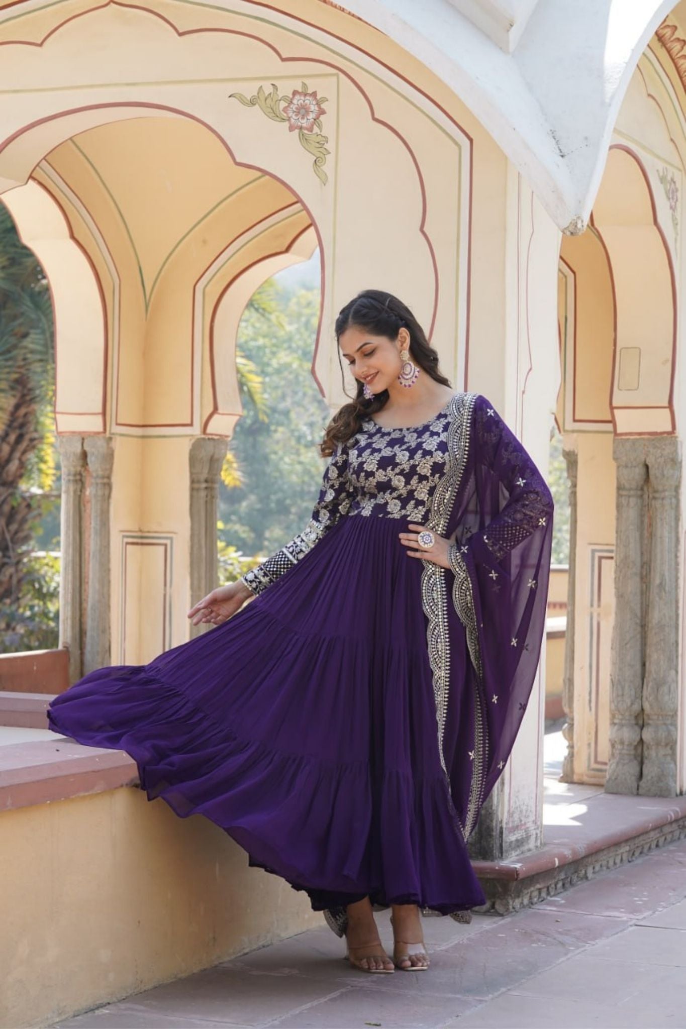 Traditional Elegance Anarkali Gown And Dupatta Set