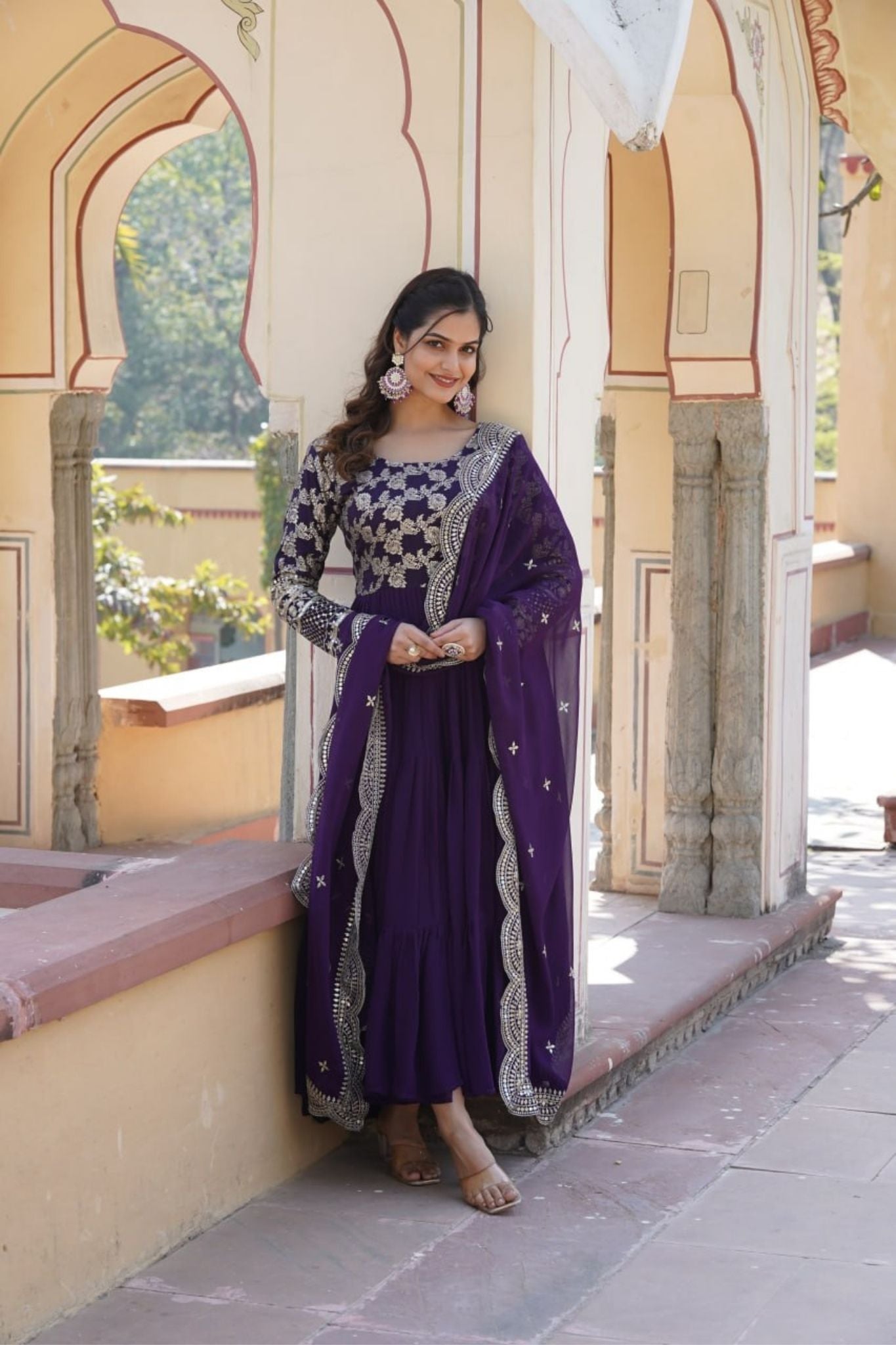 Traditional Elegance Anarkali Gown And Dupatta Set