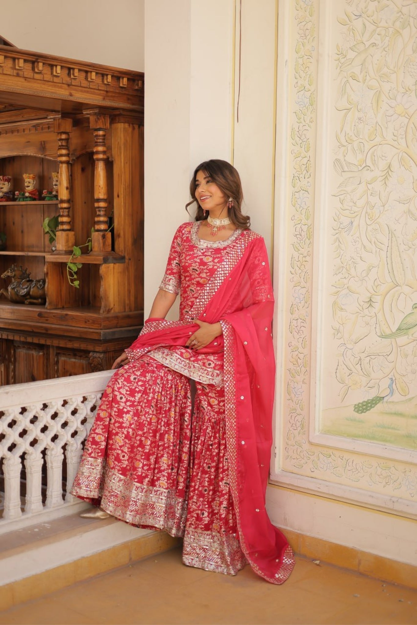 Viscose Jacquard Sequins Embroidered Work Gharara Set