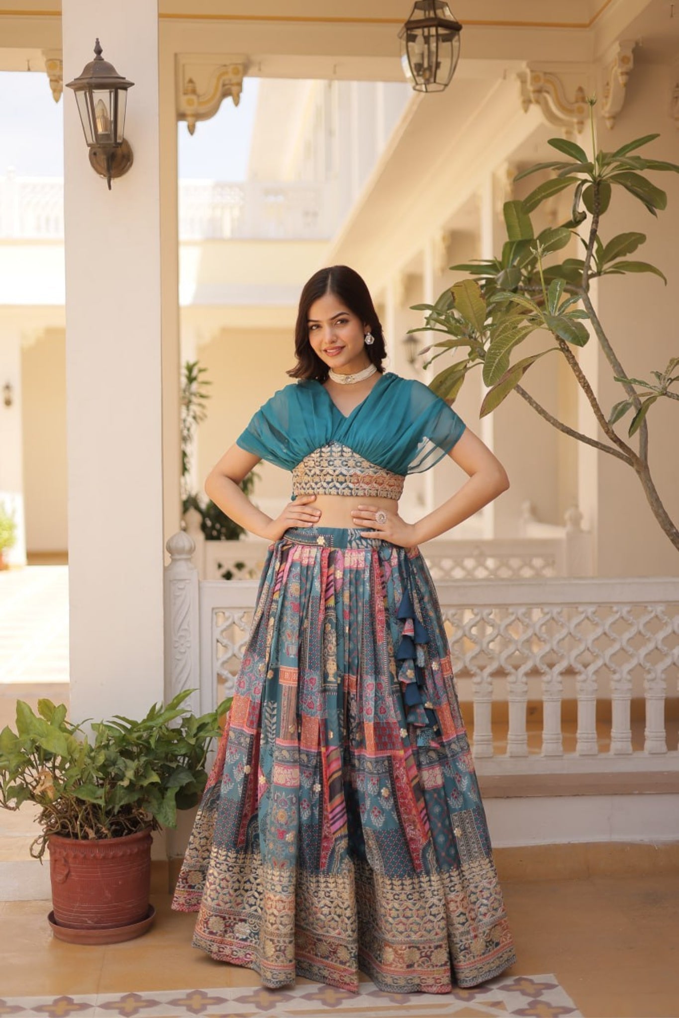 Stunning Printed With Embroidery Work Lehenga Choli