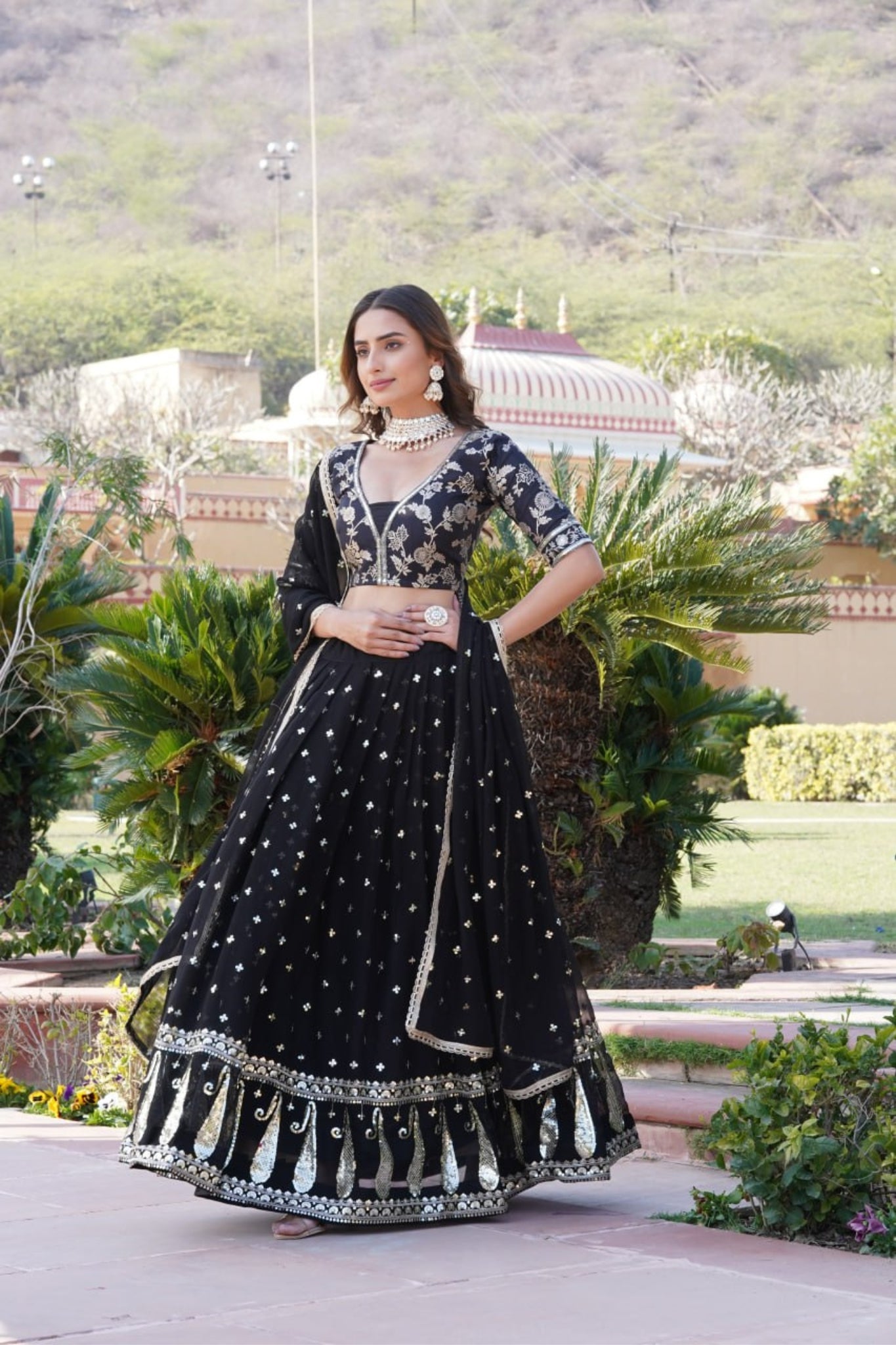 Embroidered Georgette  Sequins Work Traditional Lehenga Choli