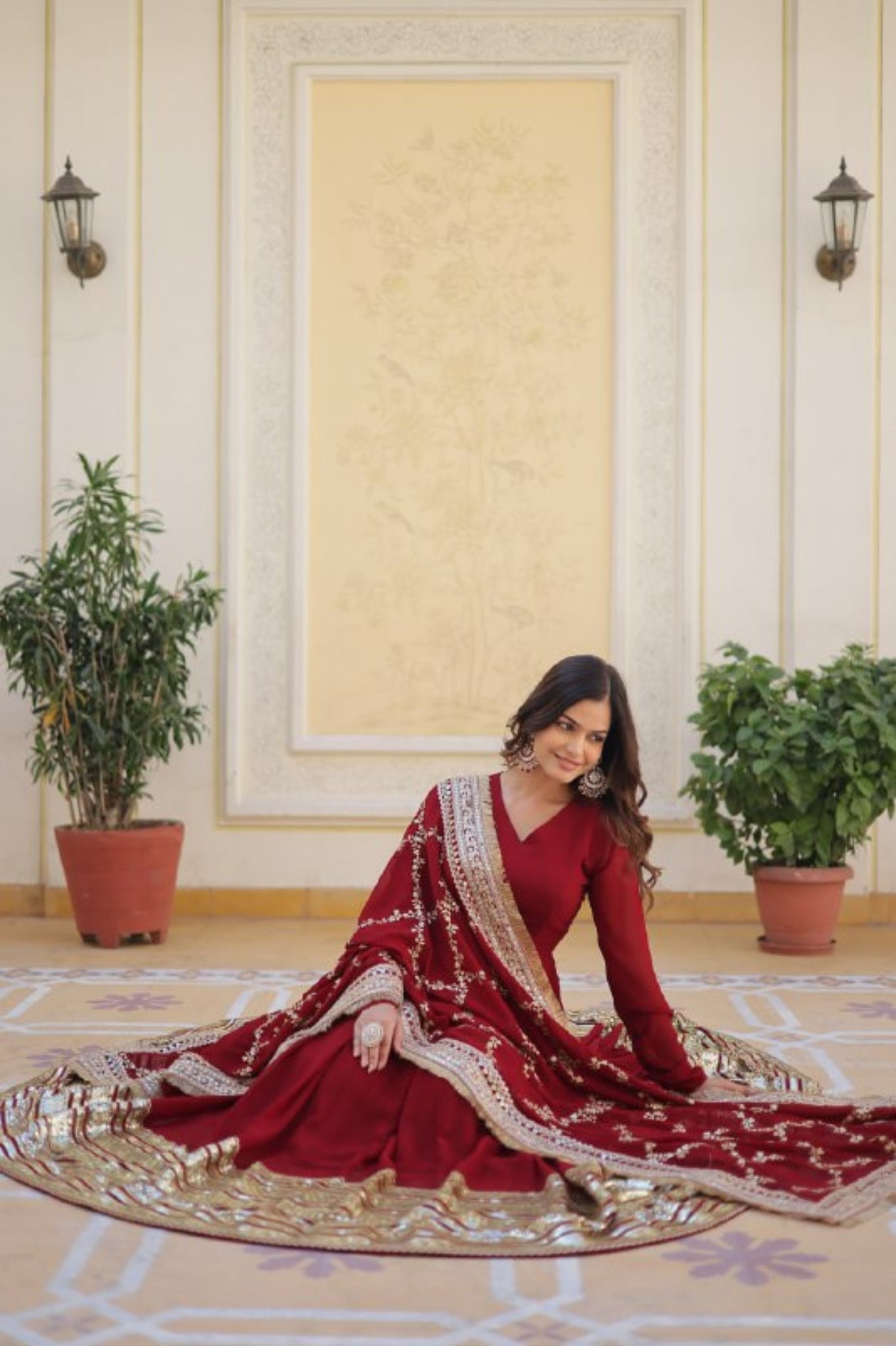 Beautiful Elegance Of Premium Designer Readymade Gown With Dupatta Set