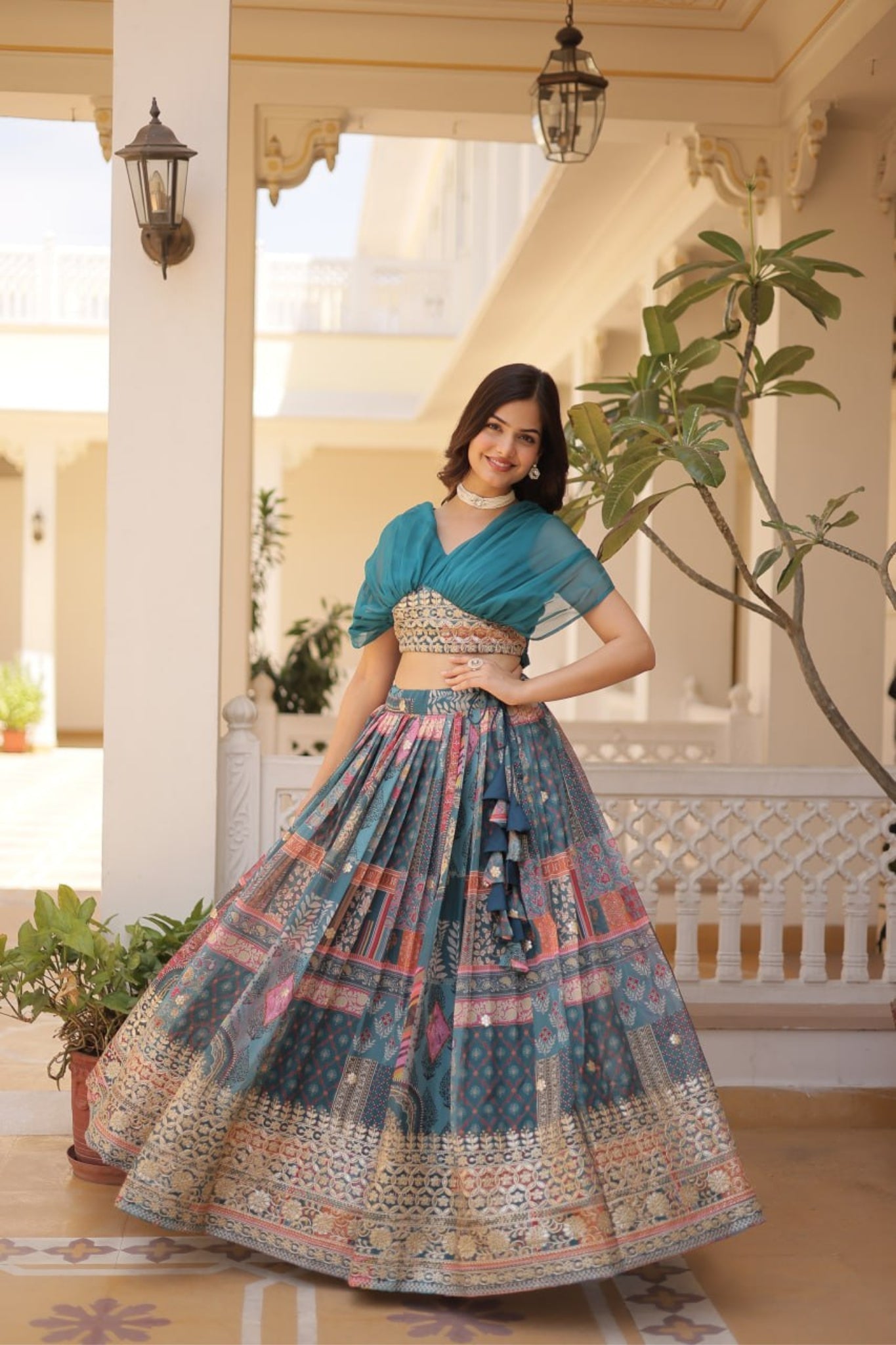 Stunning Printed With Embroidery Work Lehenga Choli