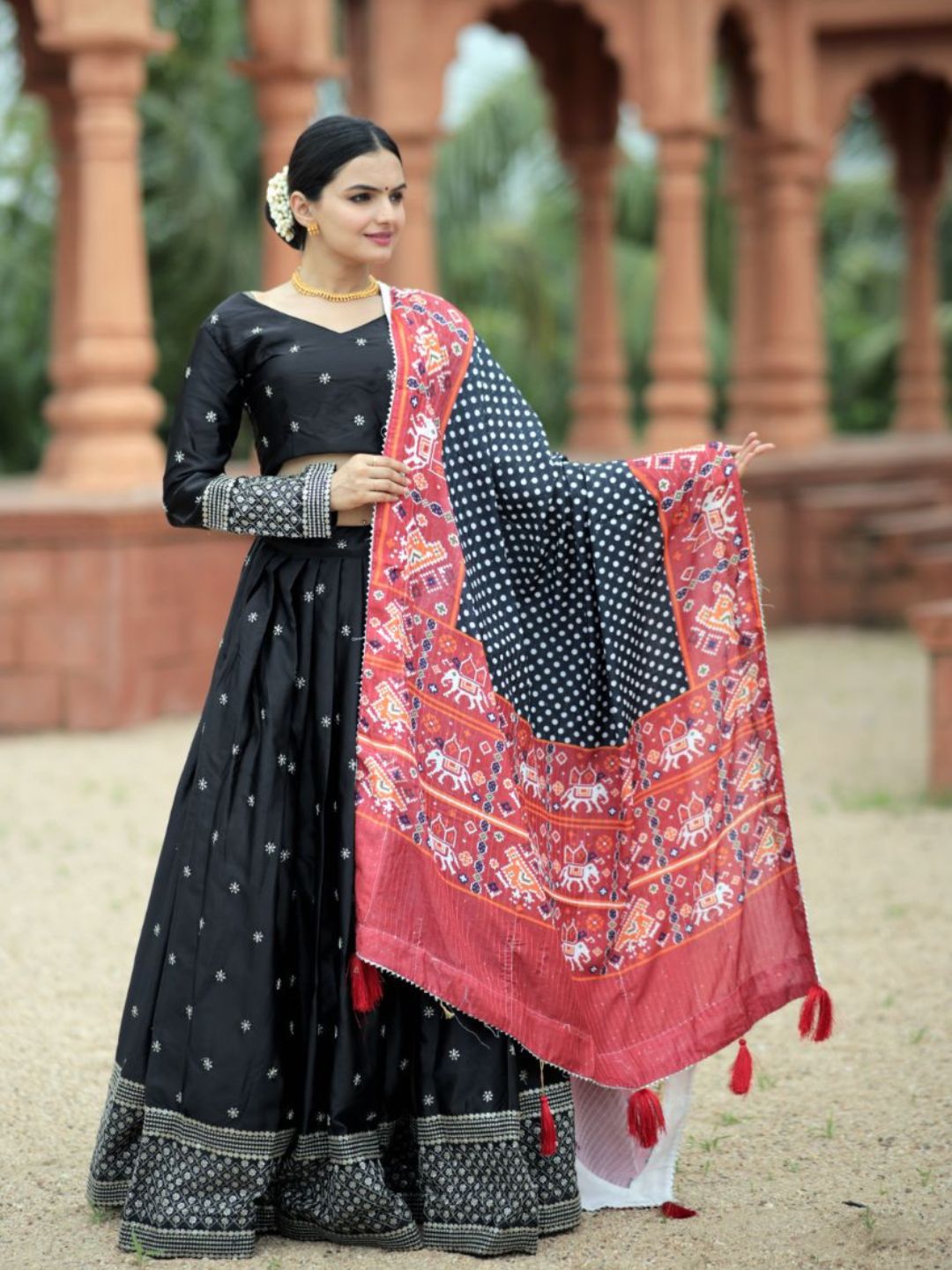 Black Combination Sequins Embroidery Work Navaratri Special Lehenga Choli -  Vatki